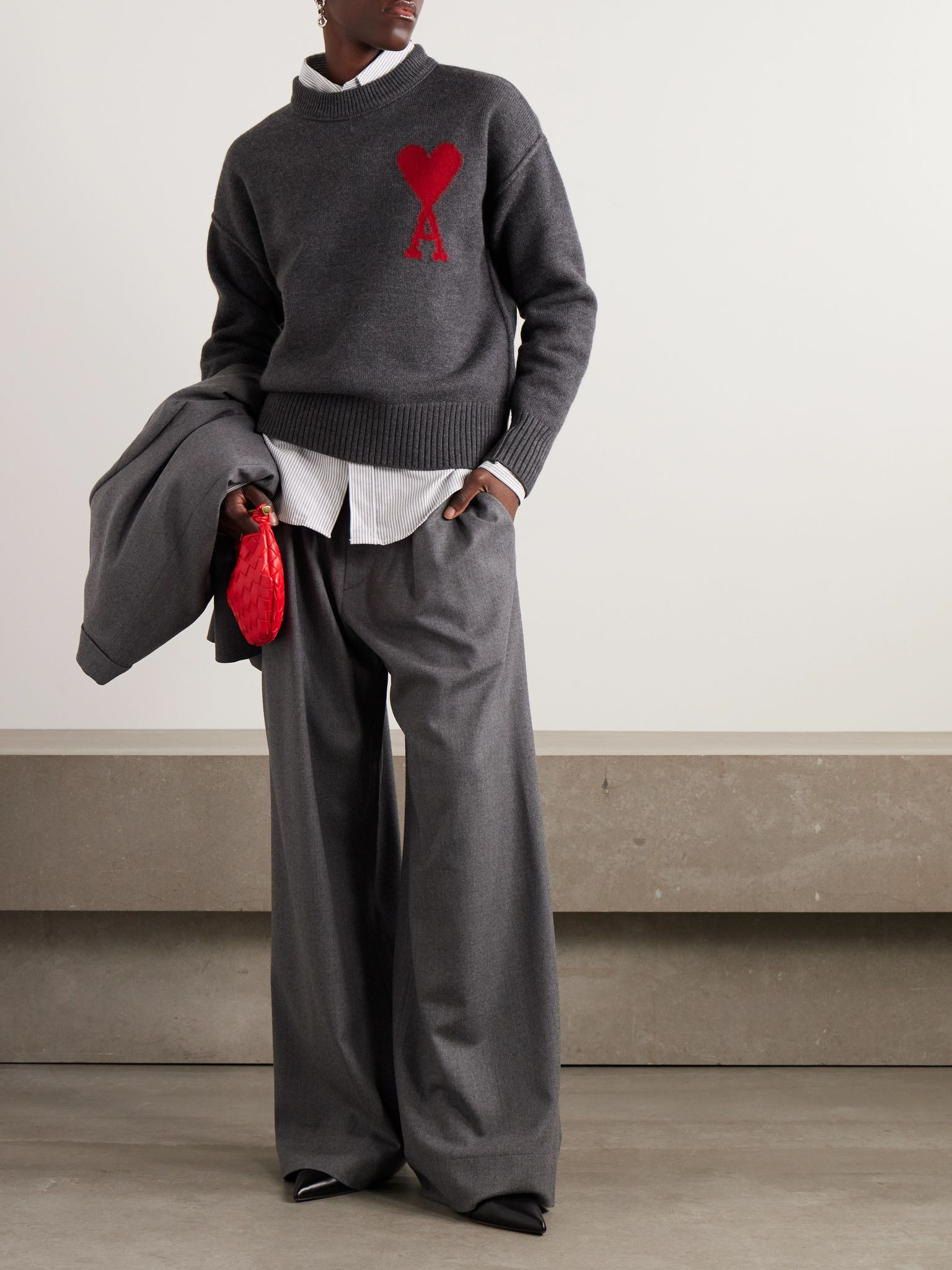 + NET SUSTAIN ADC intarsia wool sweater Gray - 2