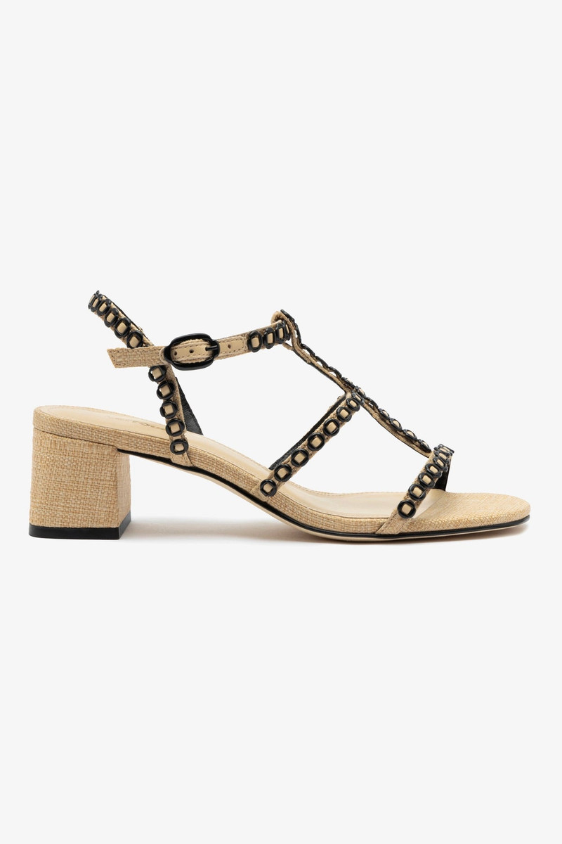 Milanina Block Sandal In Beige Raffia 1