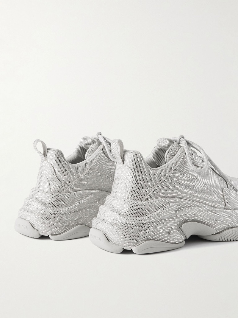 Triple S Rhinestone-Embellished Microfibre Sneakers Off-white 5