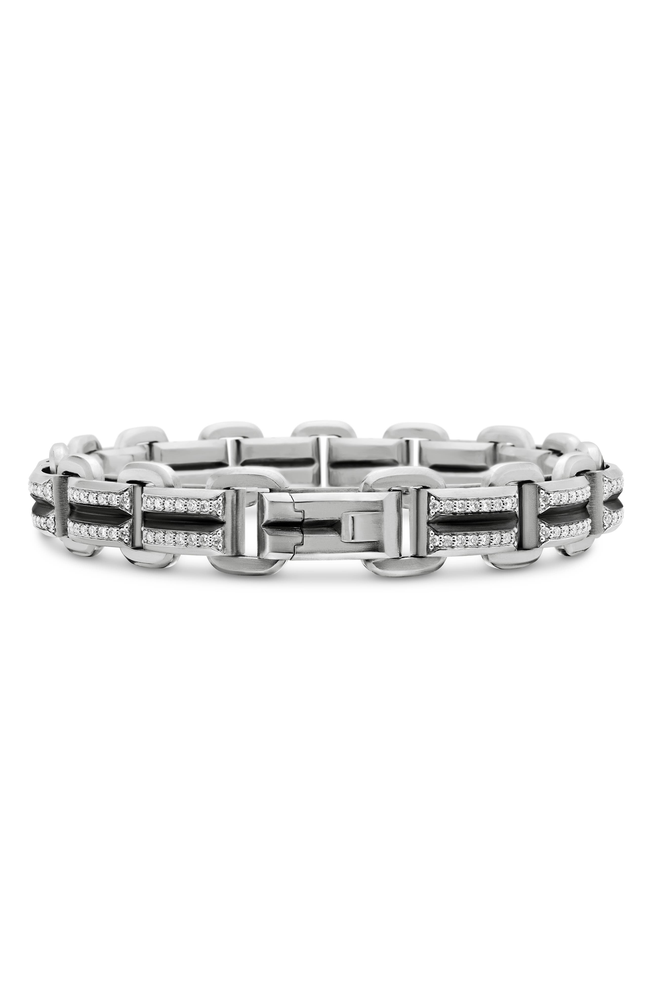 David Yurman Deco Beveled Link Bracelet with Pavé Diamonds in Sterling Silver at Nordstrom - 6