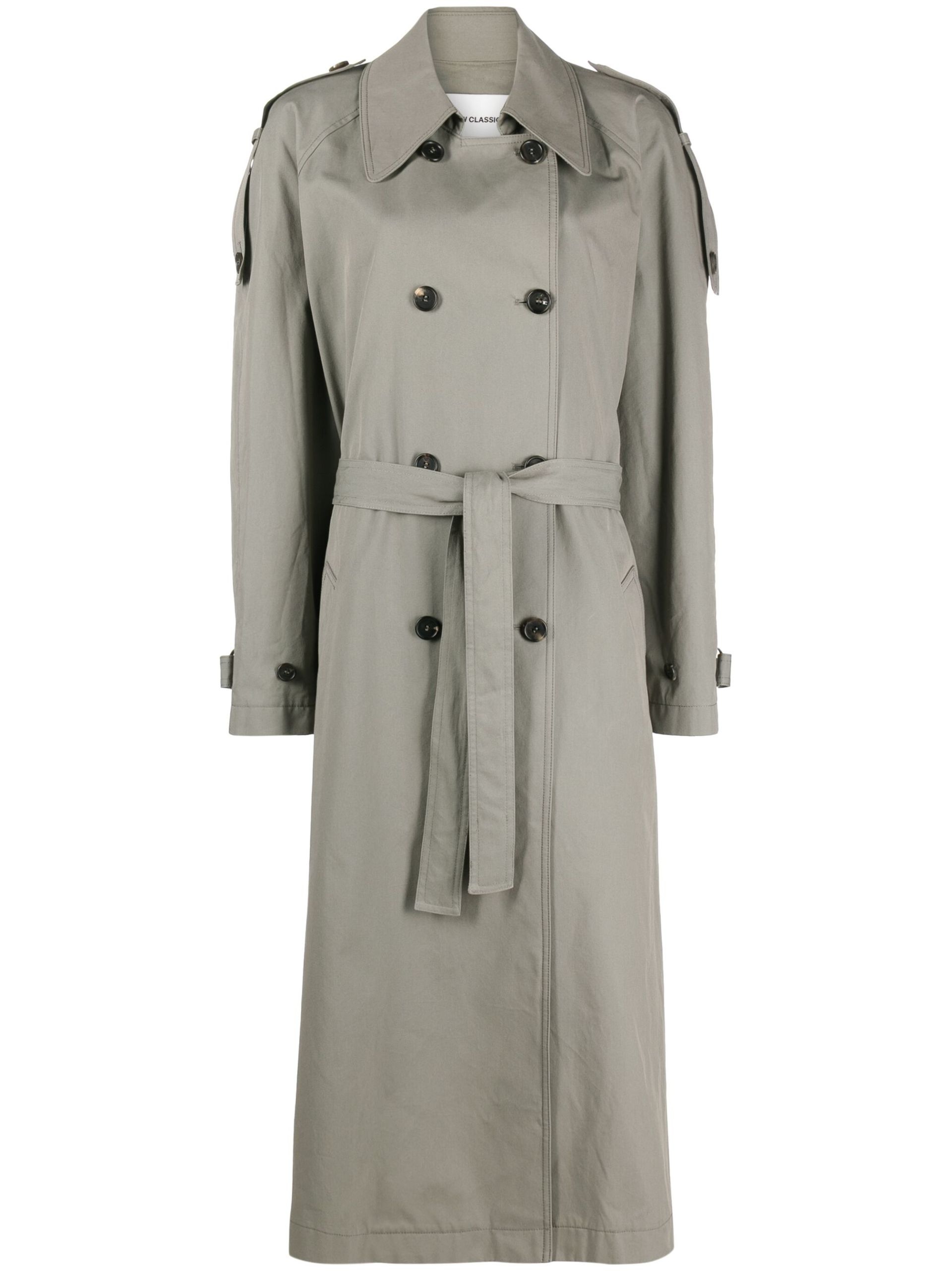 Grey Double Breasted Trench Coat - 1