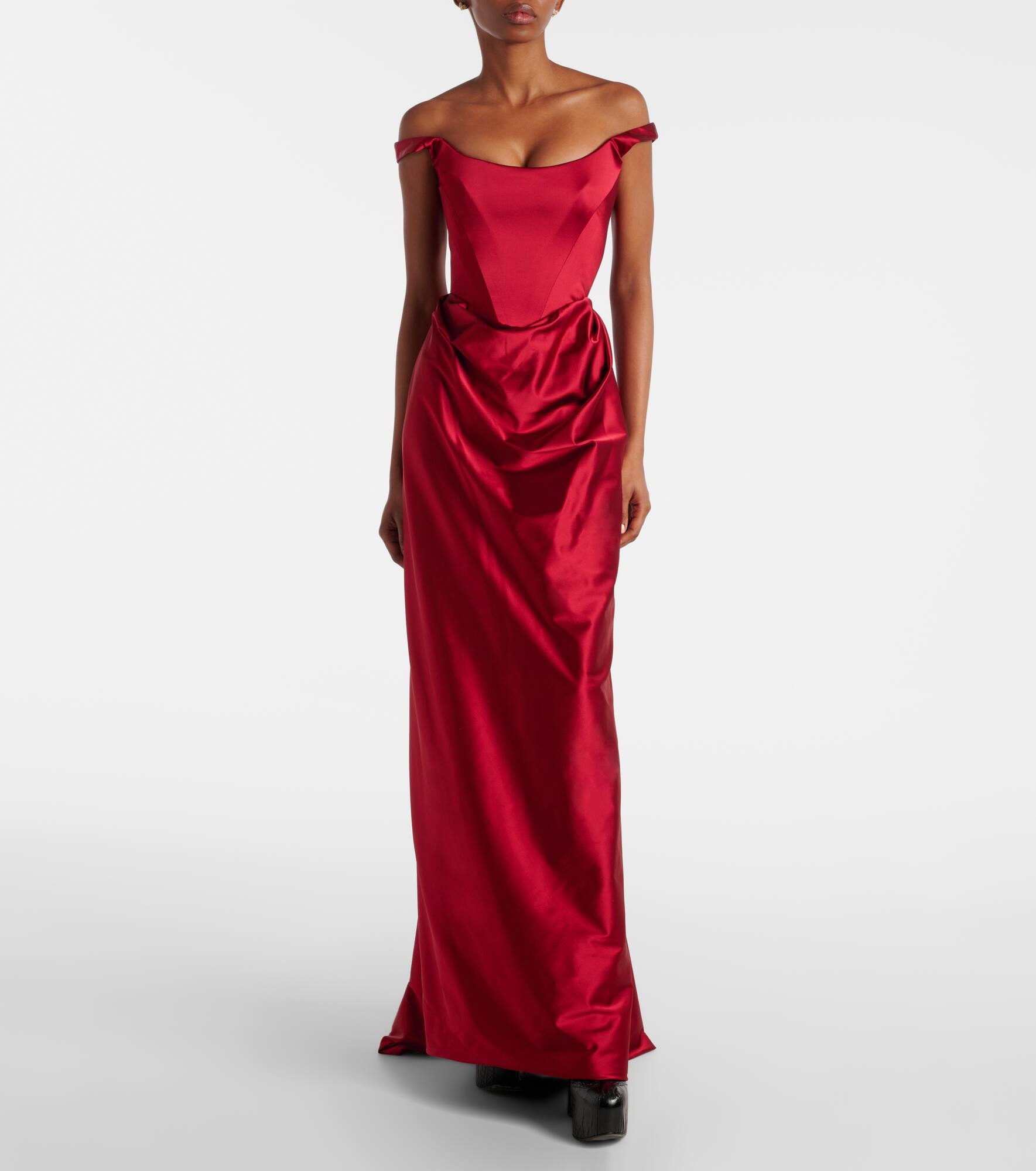 Camille draped crêpe satin bustier gown - 8