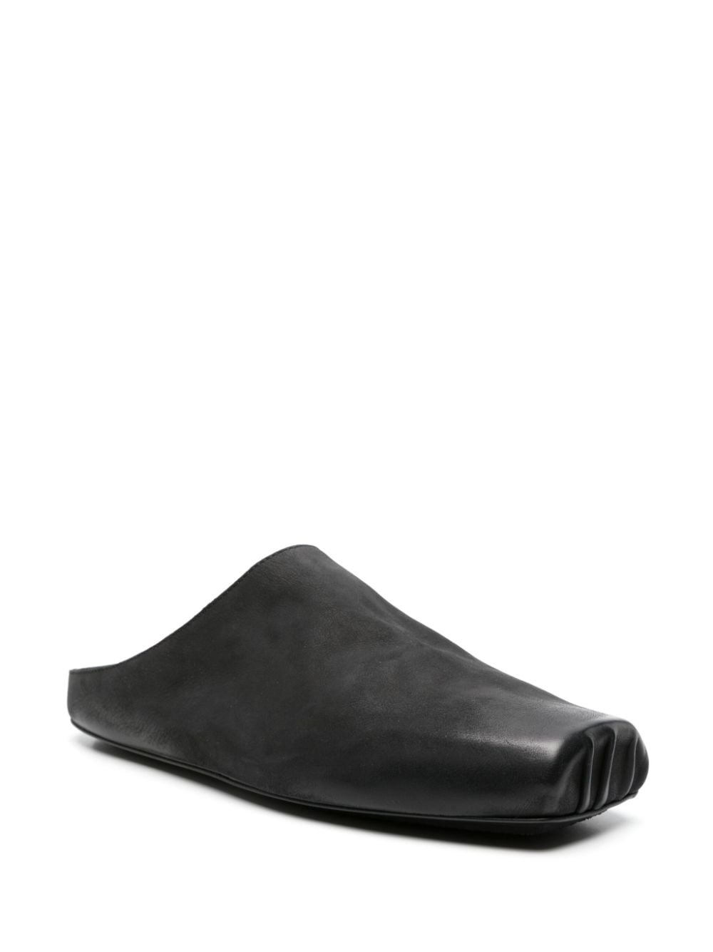 square-toe leather slippers - 2