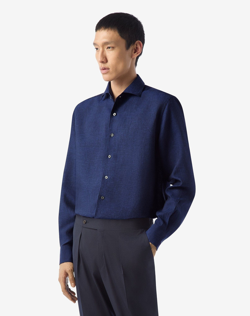 CORNELIANI Blue pure linen shirt outlook