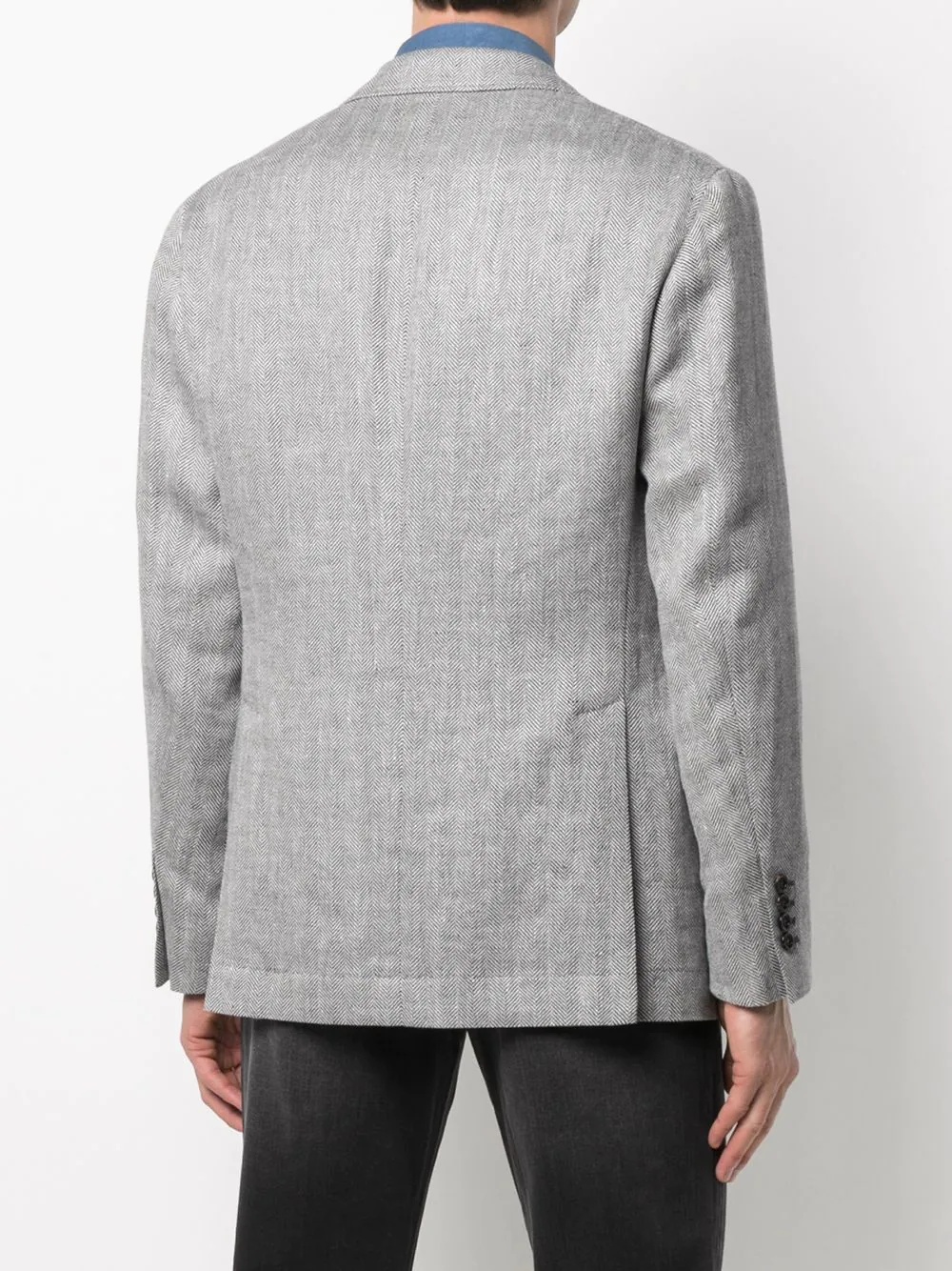 single breasted herringbone blazer - 4
