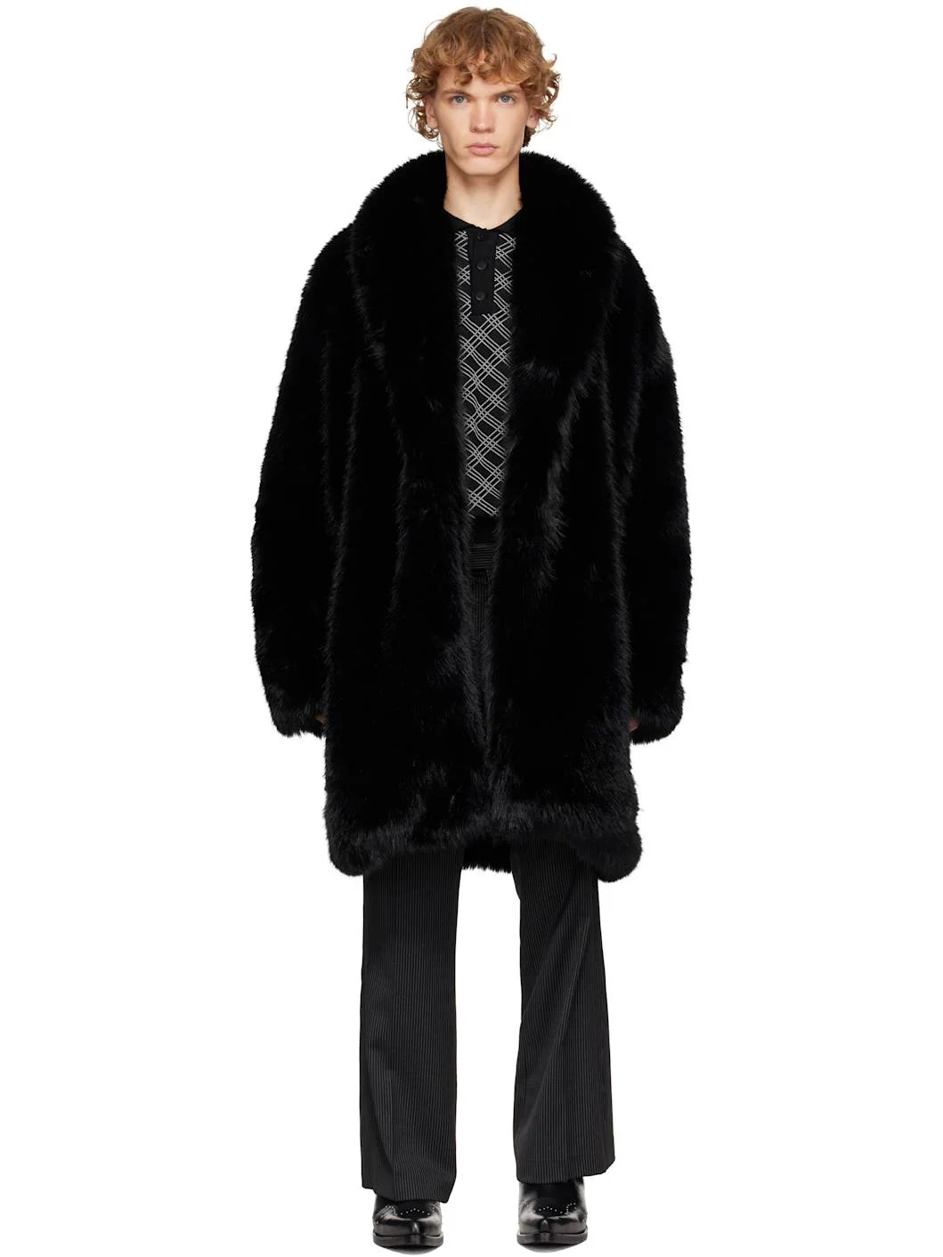 Black Faux-Fur Coat - 1