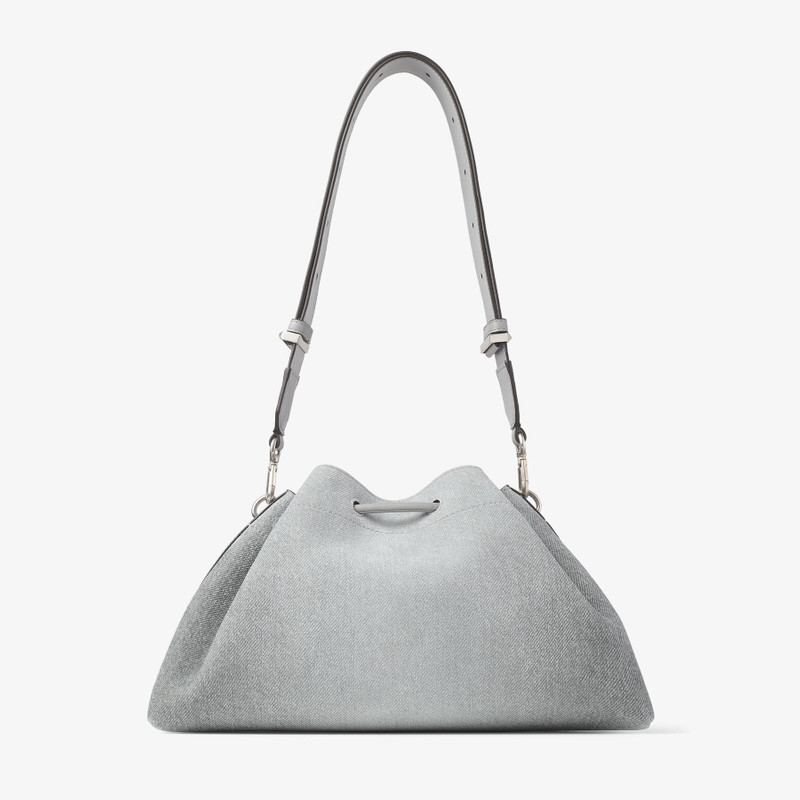 Cinch Medium Dove Suede Denim and Smooth Calf Leather Bucket Bag 5