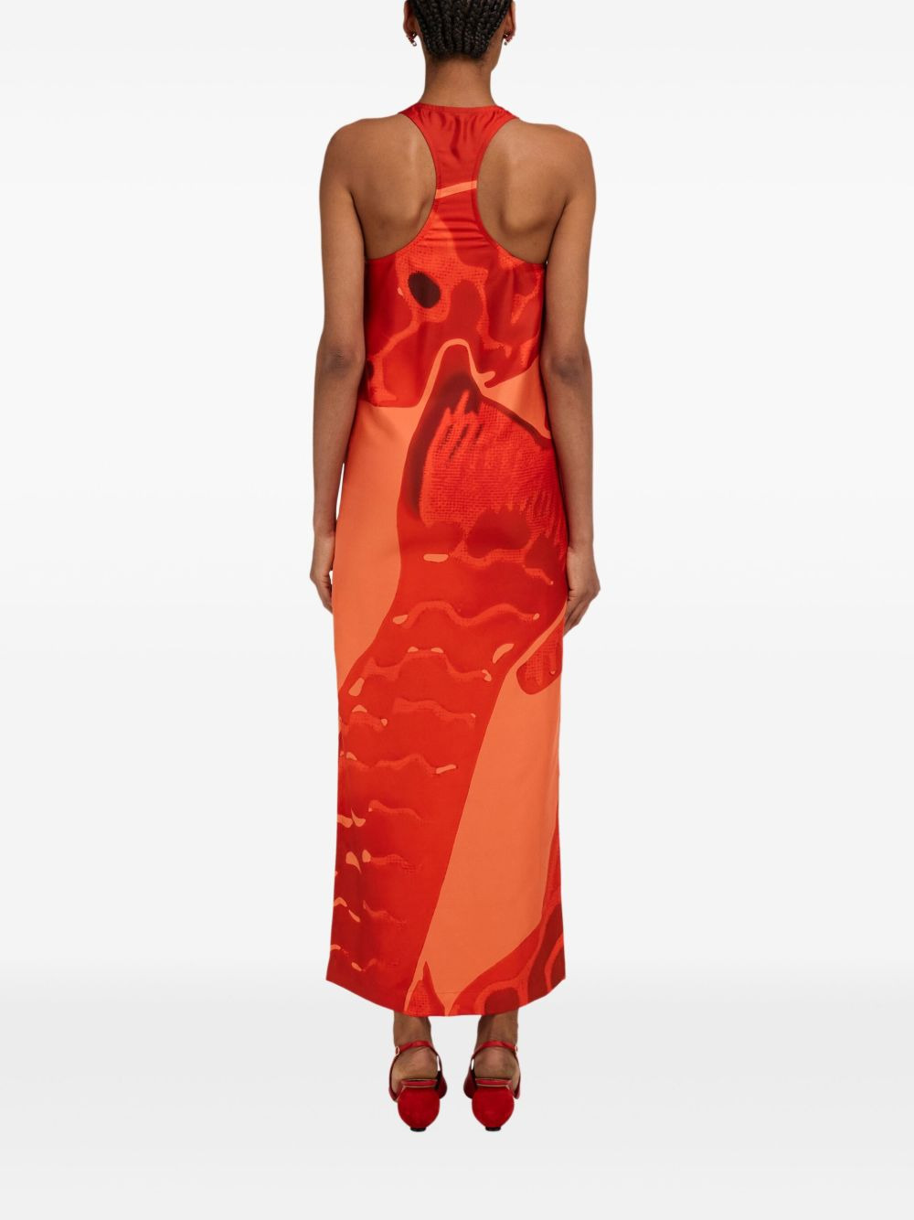 carp-motif silk maxi dress - 3