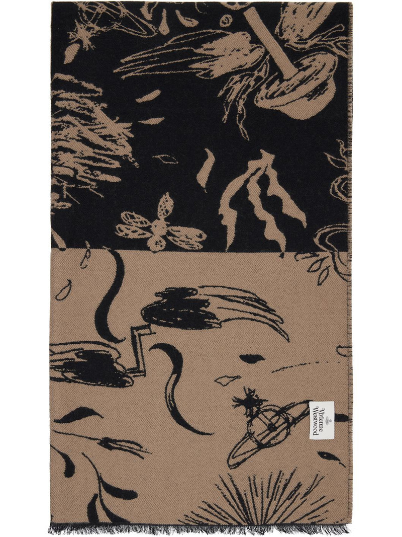 Vivienne Westwood Black & Beige Check Board Stole Scarf outlook