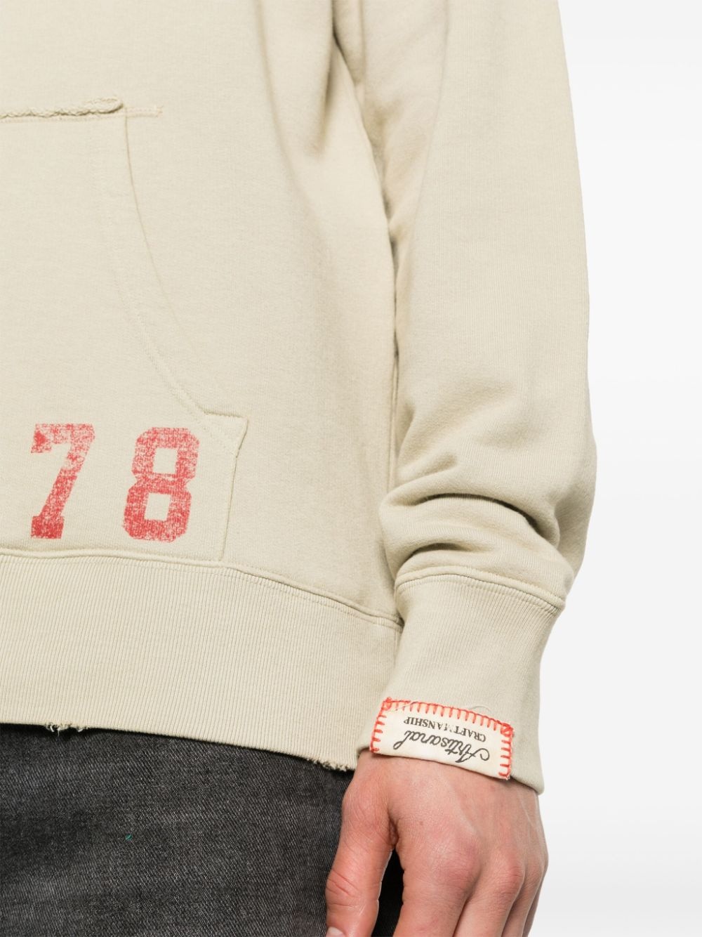 number-print cotton hoodie - 5