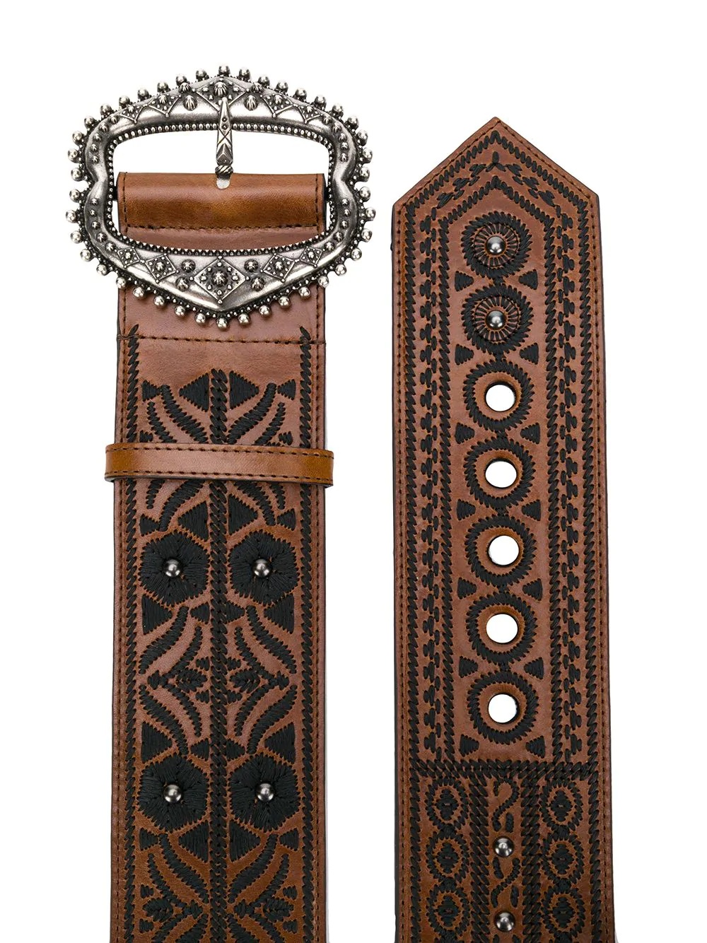 embroidered leather belt - 2