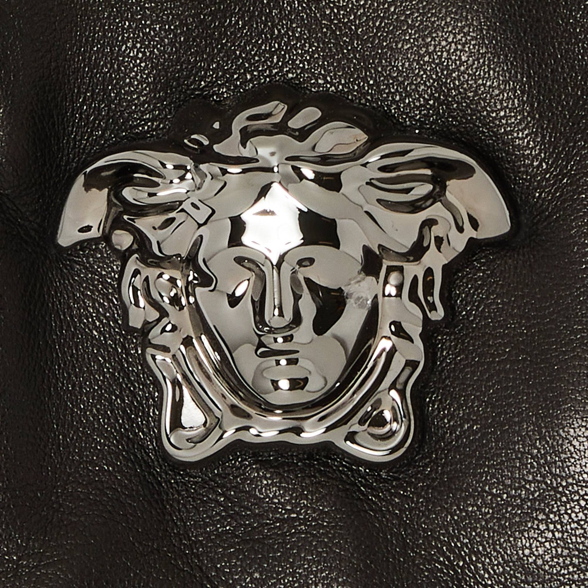 Versace Leather Gloves 'Black/Ruthenium' - 3