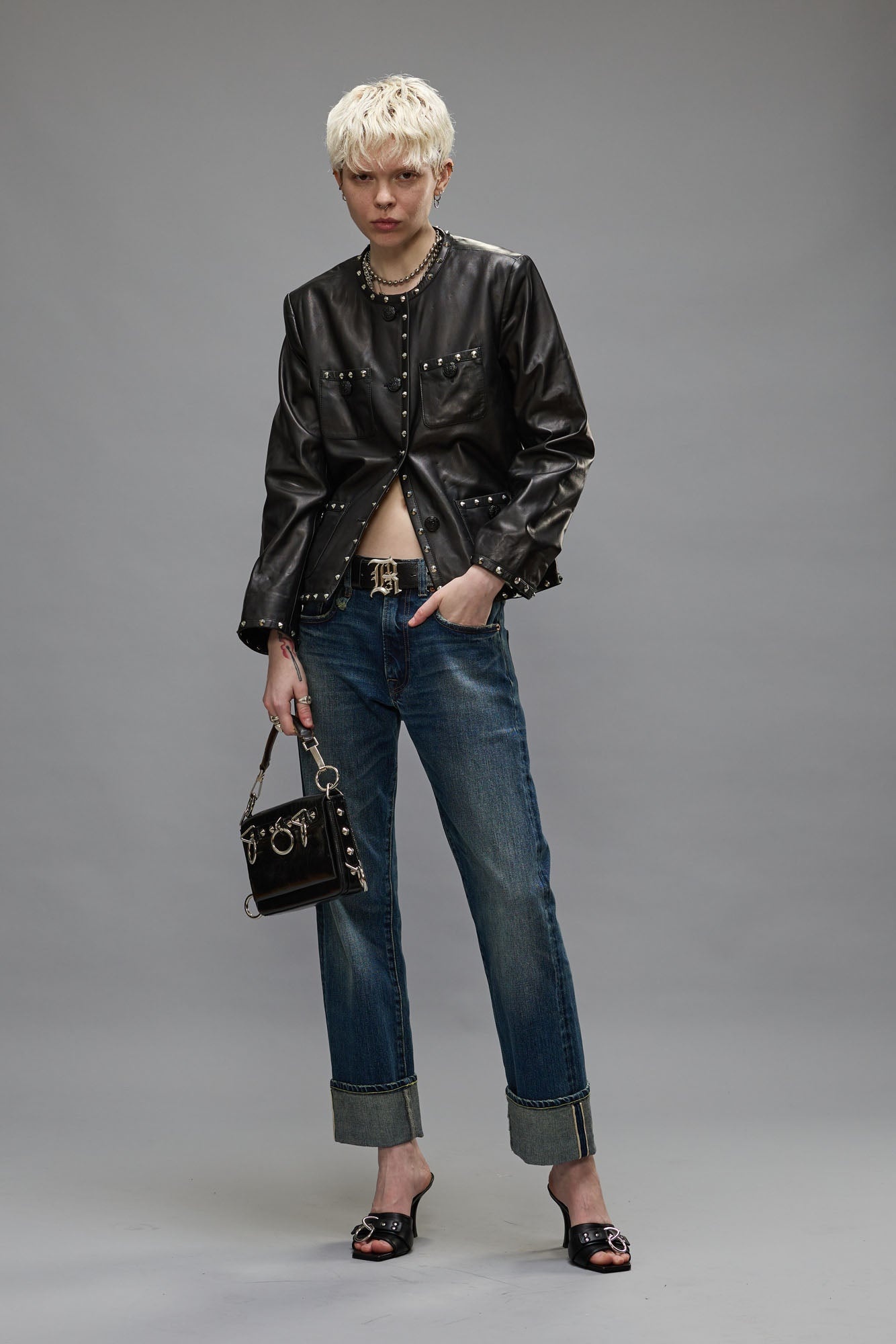 CROPPED SLOUCH JACKET - BLACK - 3