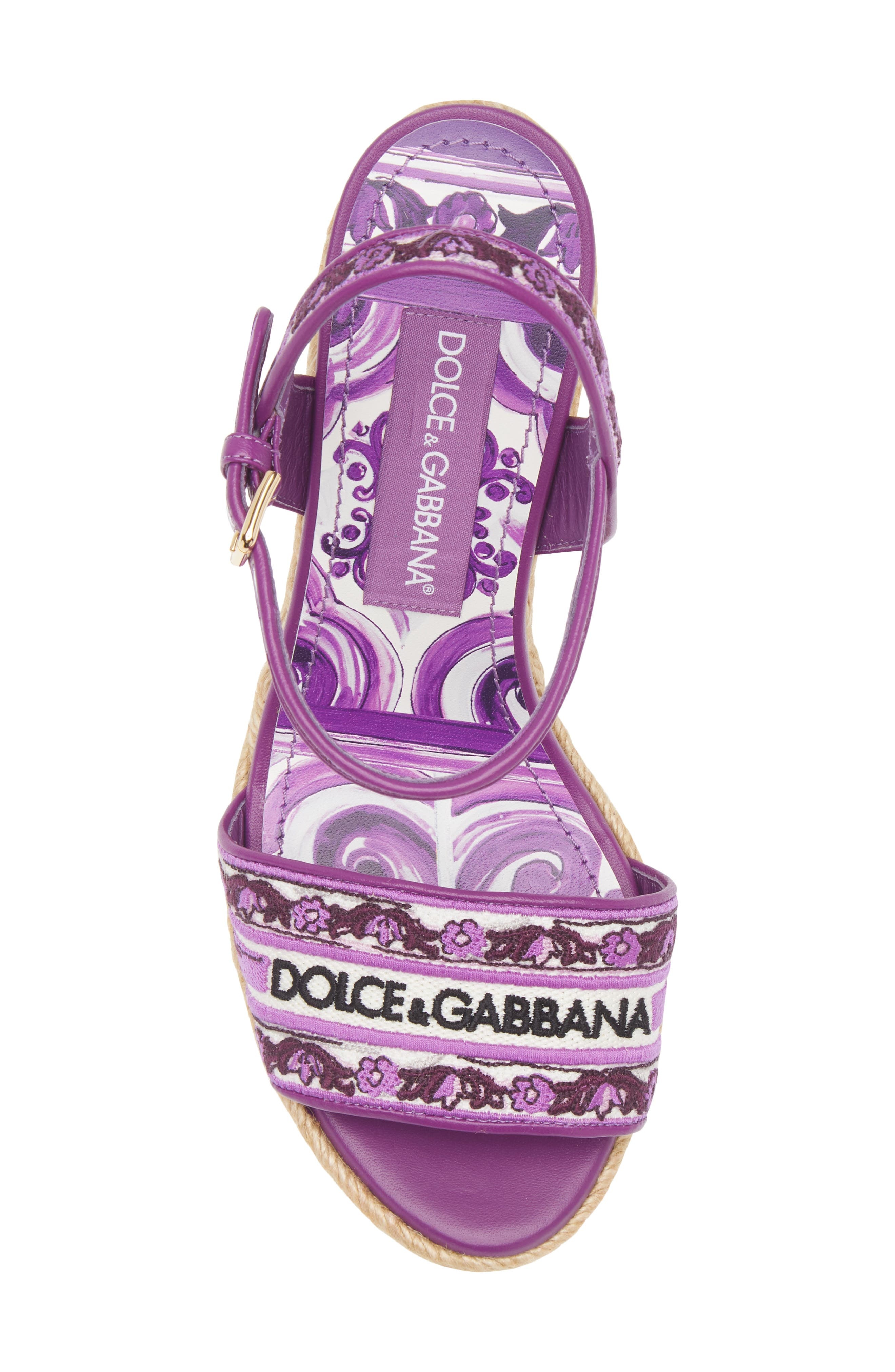 Dolce&Gabbana Majolica Espadrille Wedge Sandal in I03Tn Maiolica 3 Viola at Nordstrom - 5