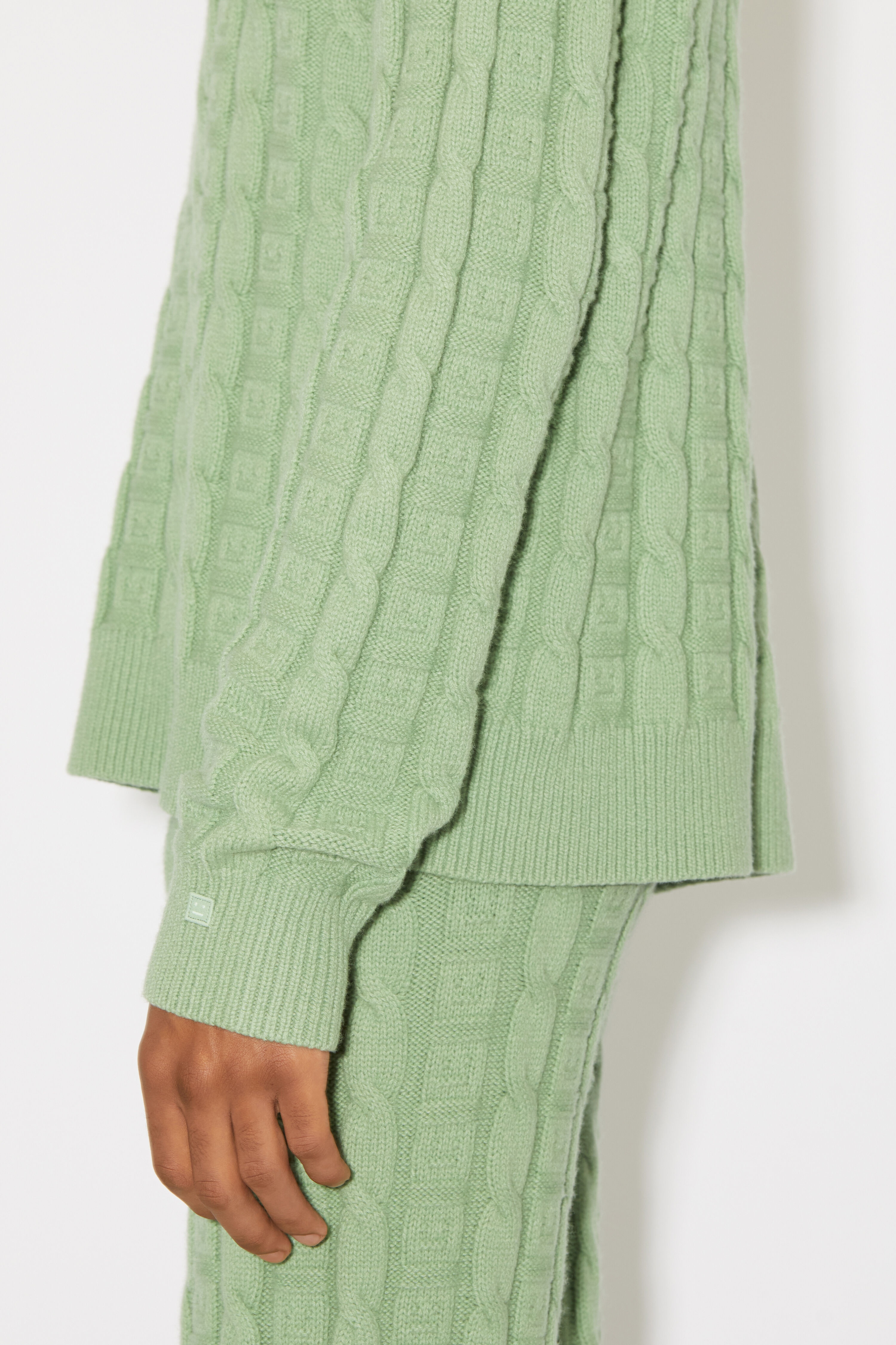 Cable wool jumper - Sage green - 5