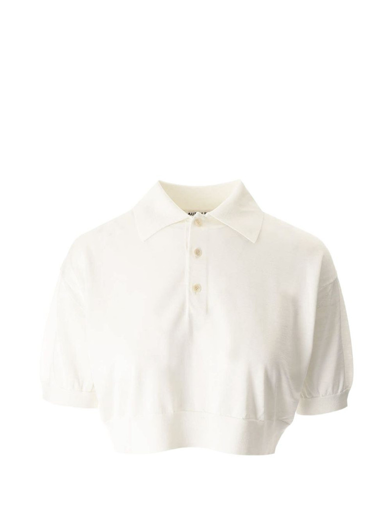 silk cropped polo shirt 1