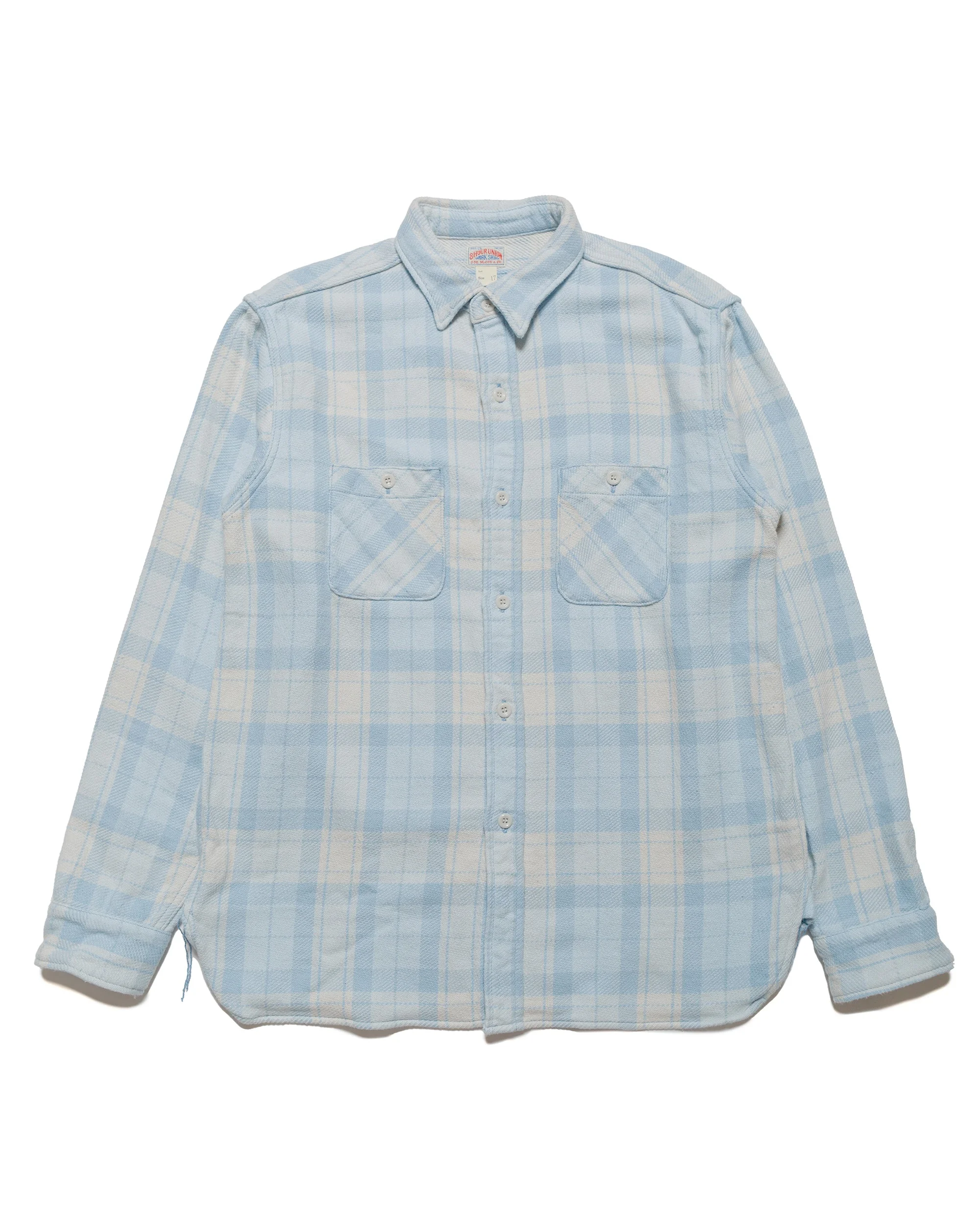 MS24007 8HU Block Check Summer Flannel Shirt Light Blue - 1