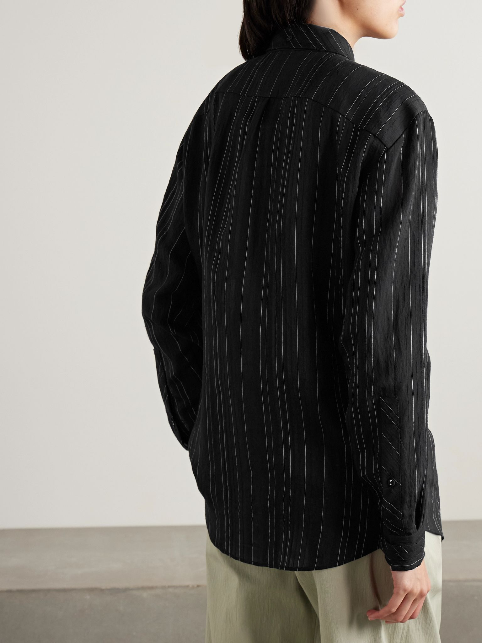 Raven striped voile shirt Black - 4