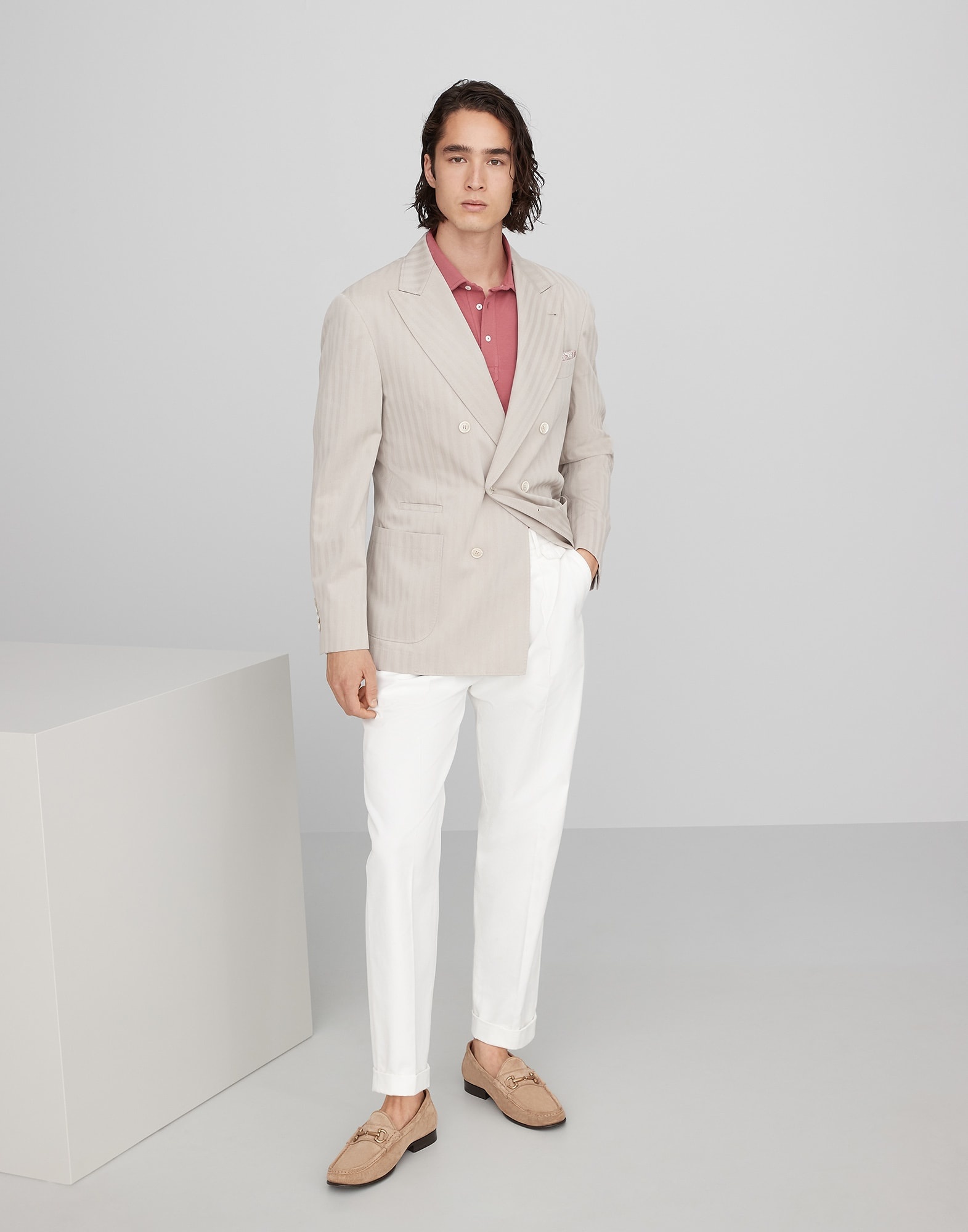 Cotton piqué shirt-style collar polo with faux-layering - 5