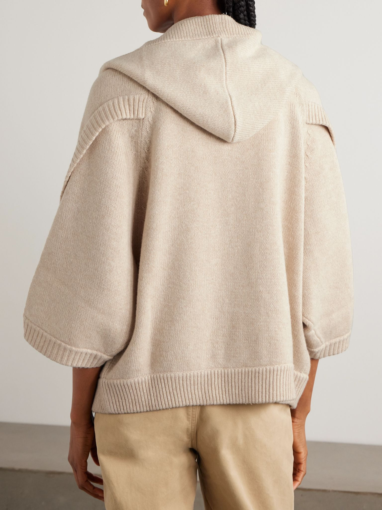 Vals hooded wool and cashmere-blend cardigan Sand - 4