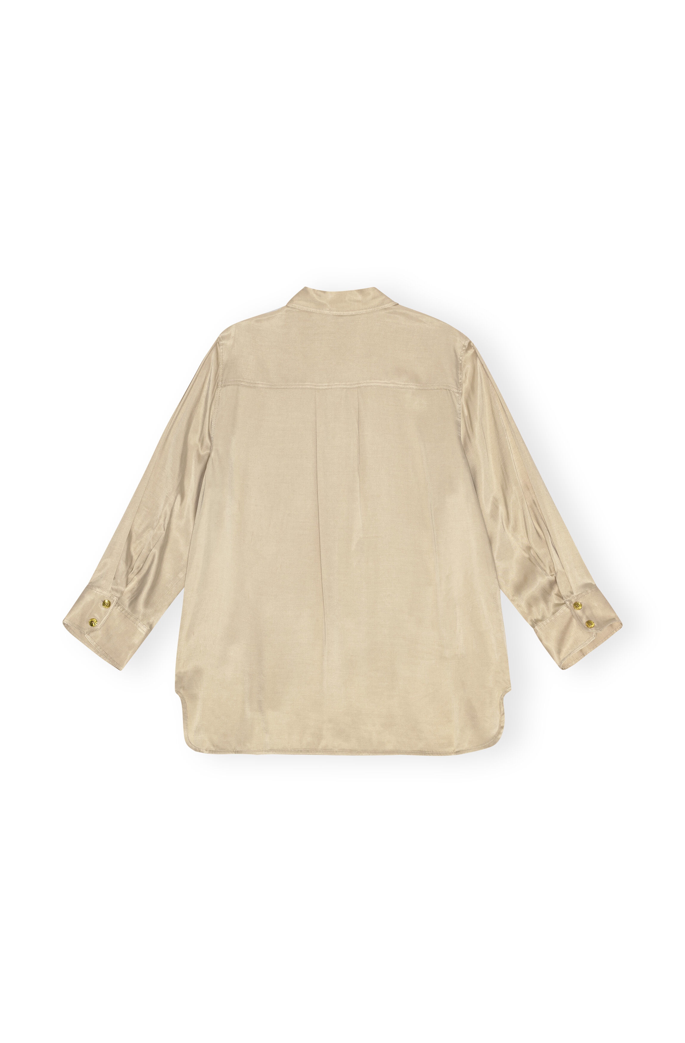 BEIGE WASHED SATIN SHIRT - 1