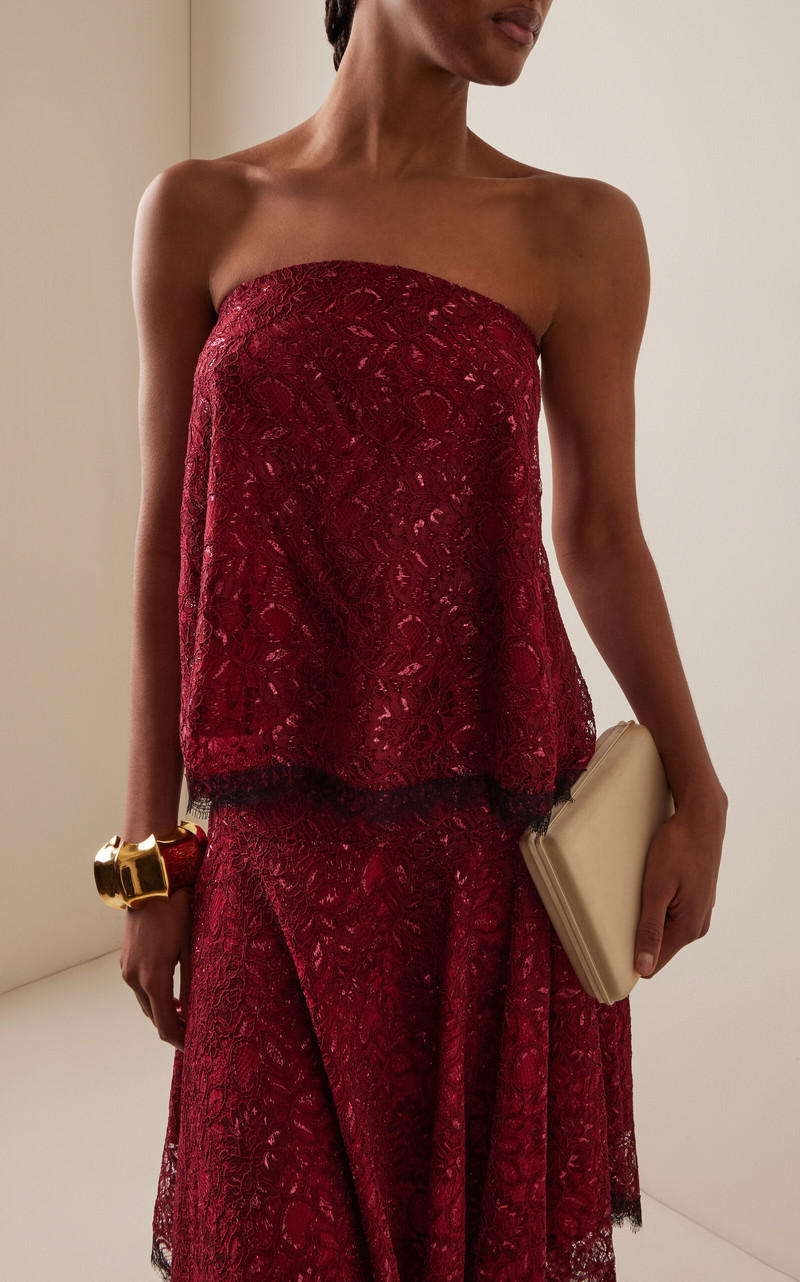 RODARTE Exclusive Strapless Lace Top burgundy outlook
