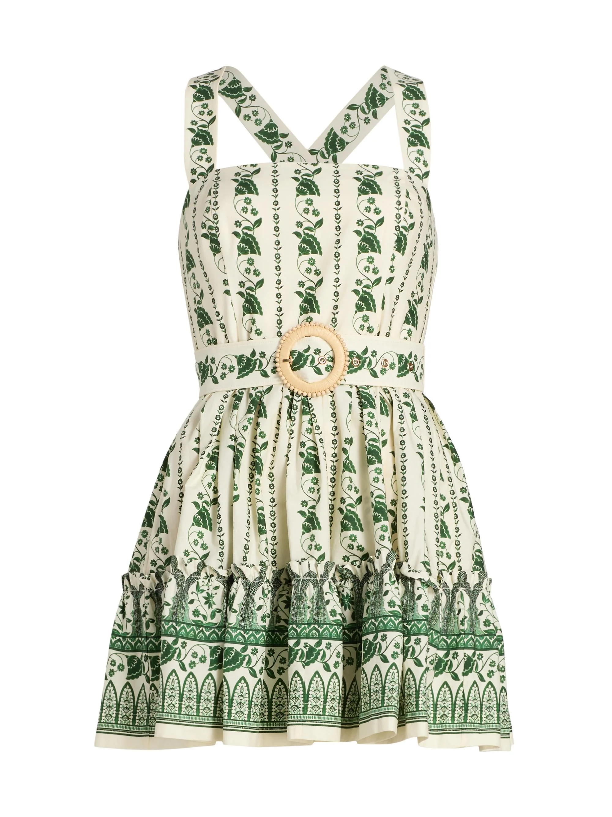 Women's Julietta Floral Vine Cotton Minidress - Vining Flora Green - 1