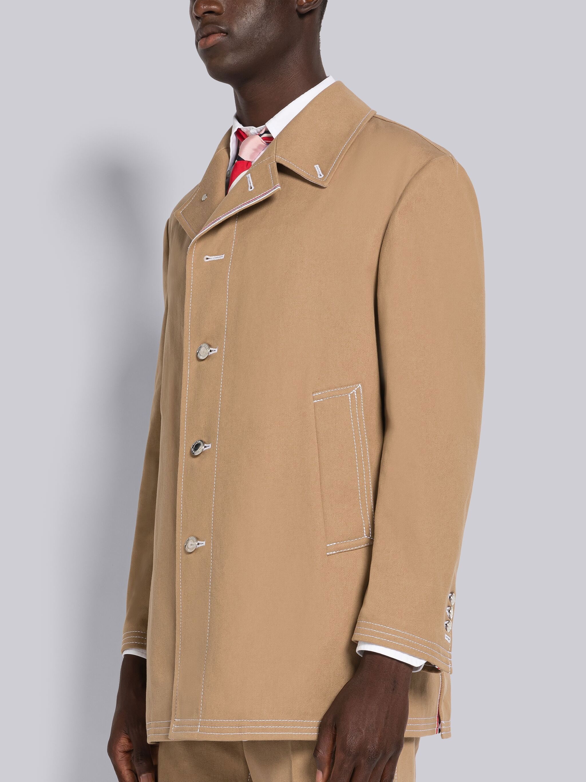 SELVEDGE DENIM TRACK STITCH BAL COLLAR OVERCOAT - 2