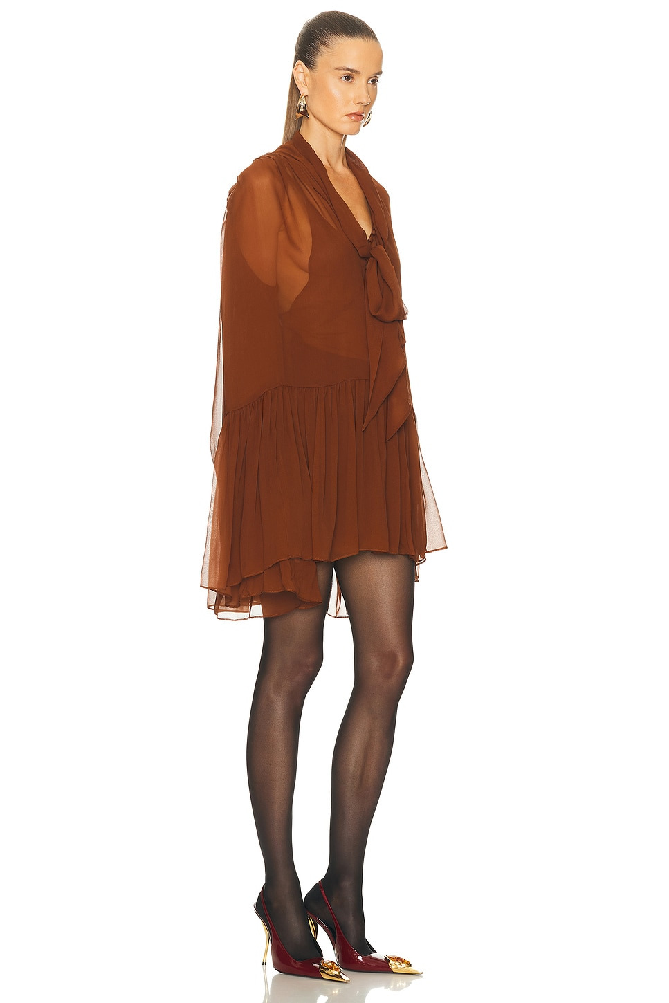 Sheer Long Sleeve Mini Dress - 2