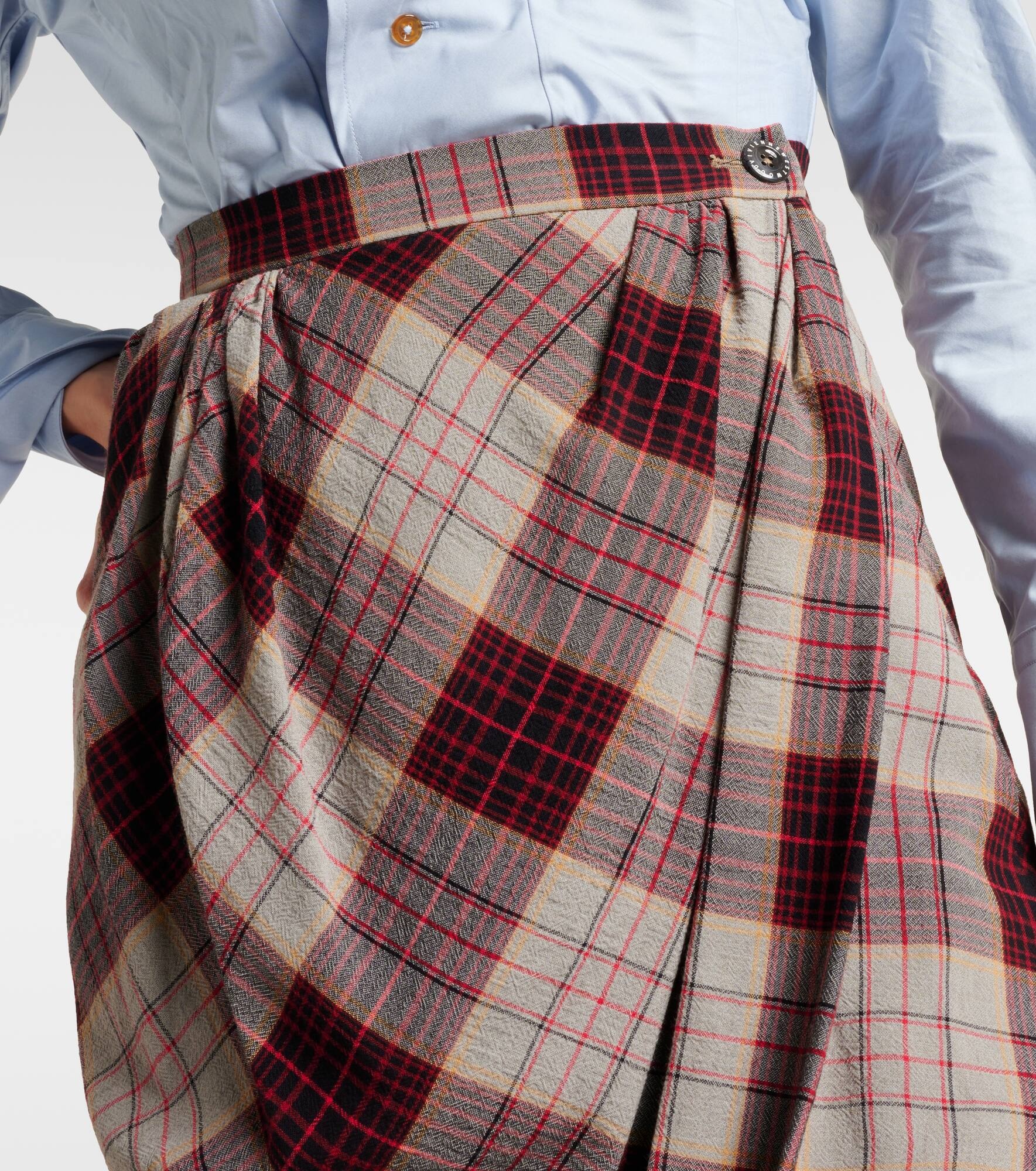 Drunken Drape checked midi skirt - 4