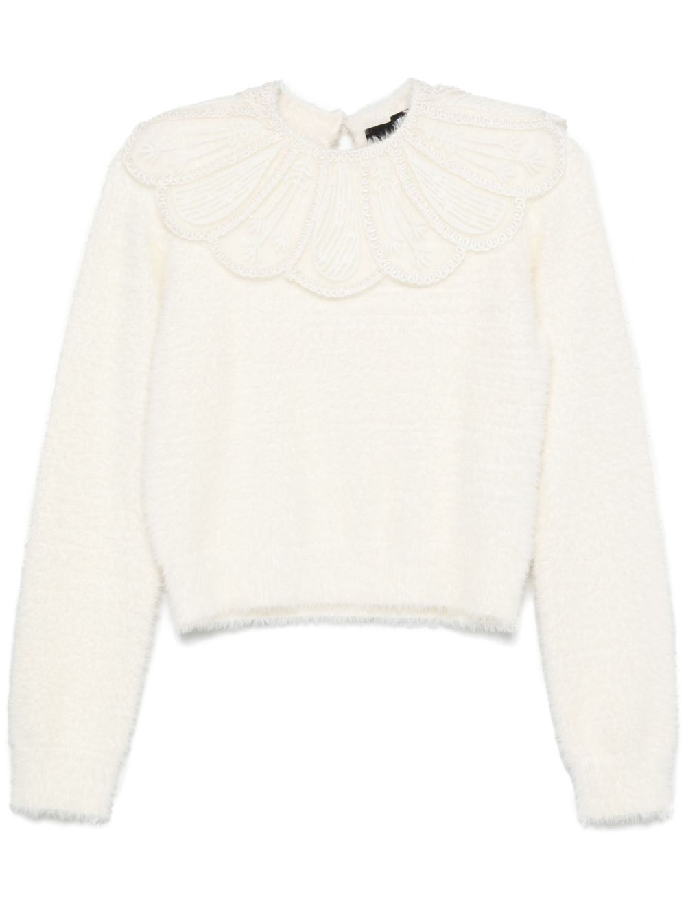 lace-collar knit sweater - 1