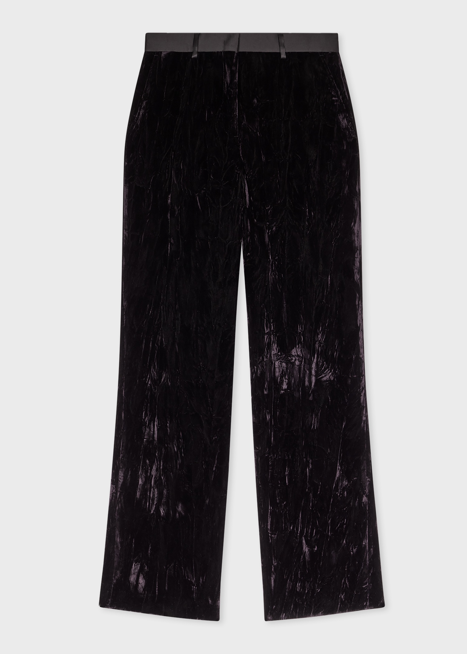 Women's Dark Purple Crushed Velvet Trousers - 1