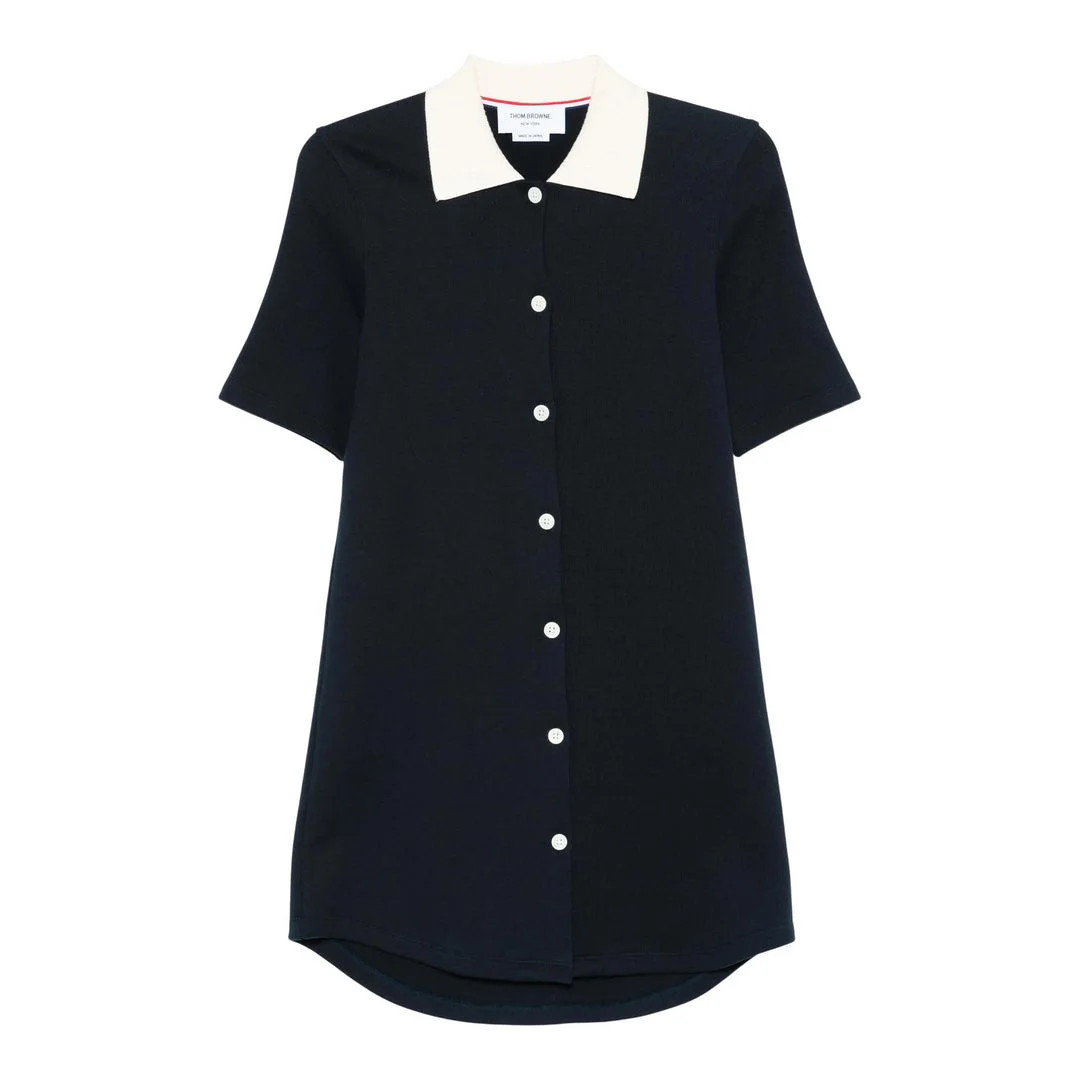 Solid Double Face Knit Polo Dress Women - 1
