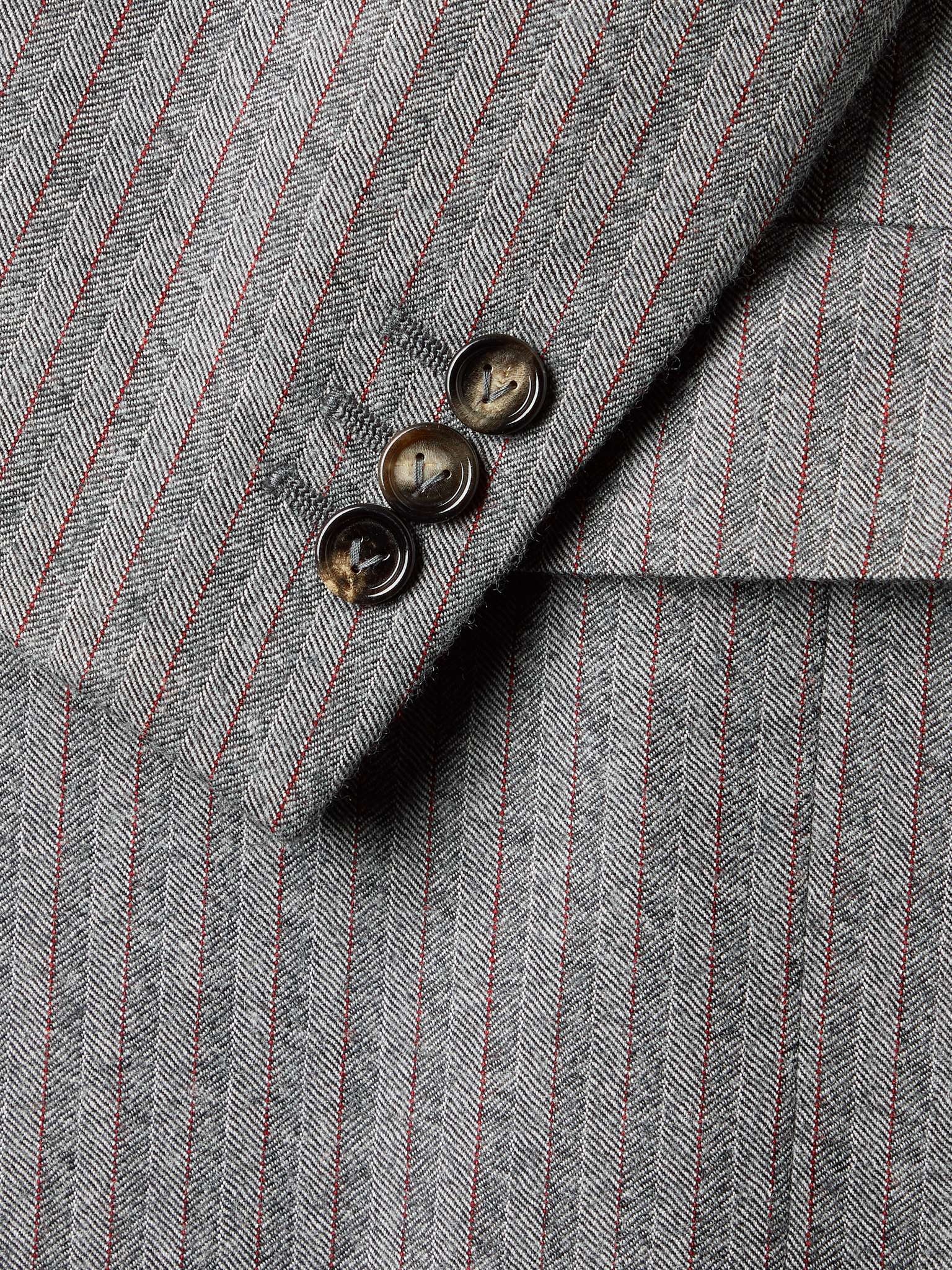 Herringbone Stretch-Wool Flannel Suit Jacket - 5