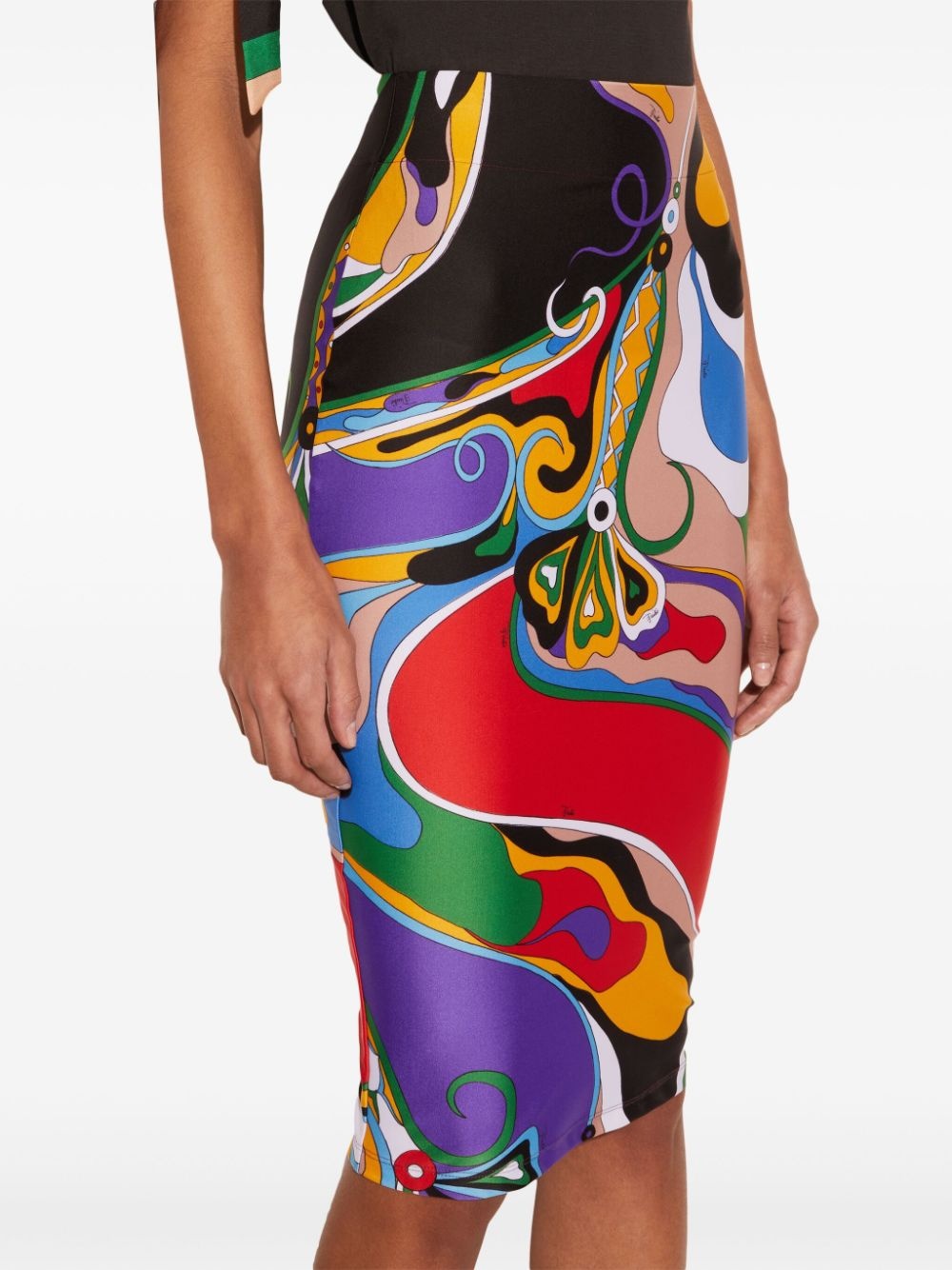 Orchidee-print pencil skirt - 5