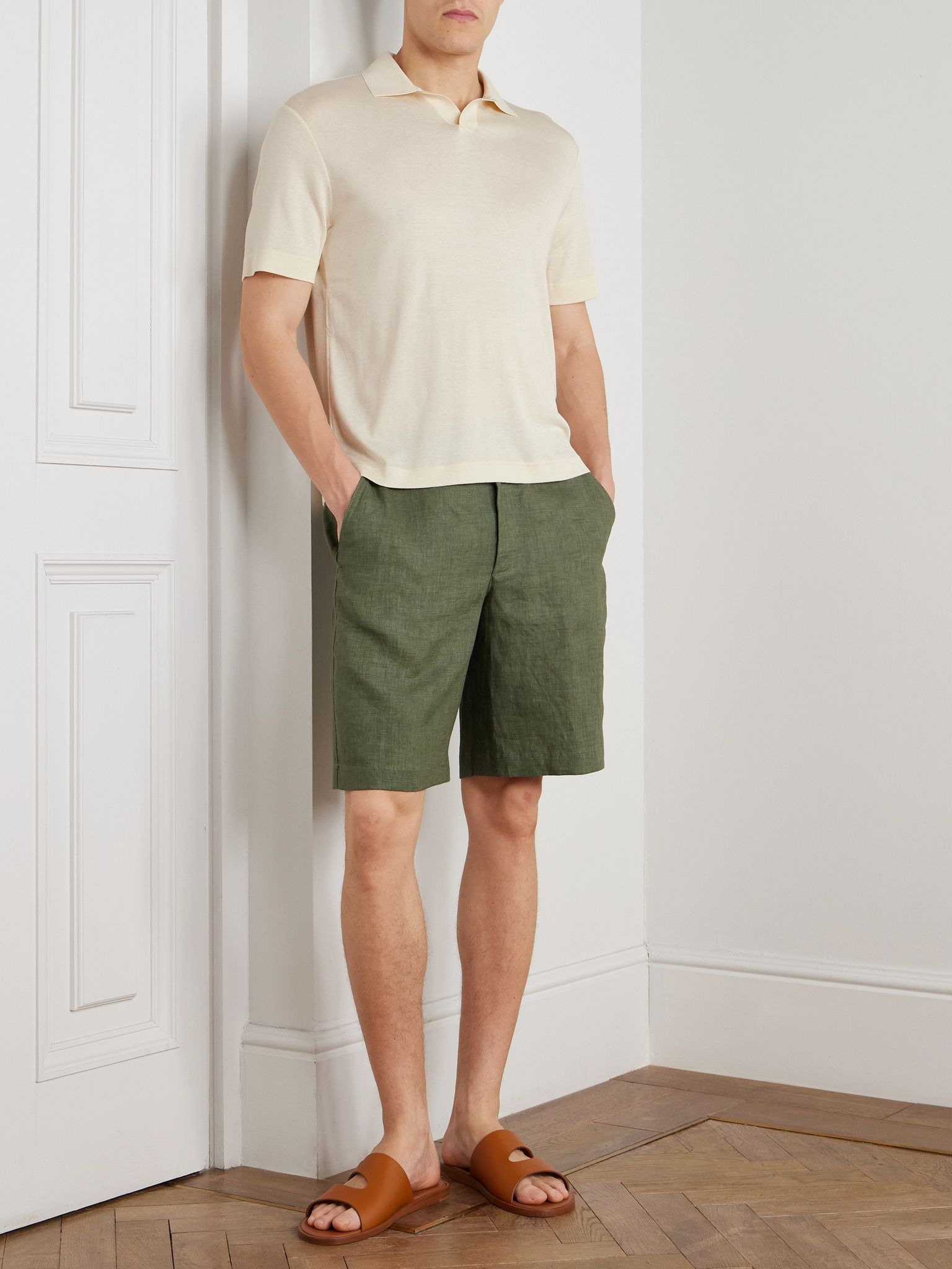 Valpiana Silk and Cotton-Blend Polo Shirt Cream - 2