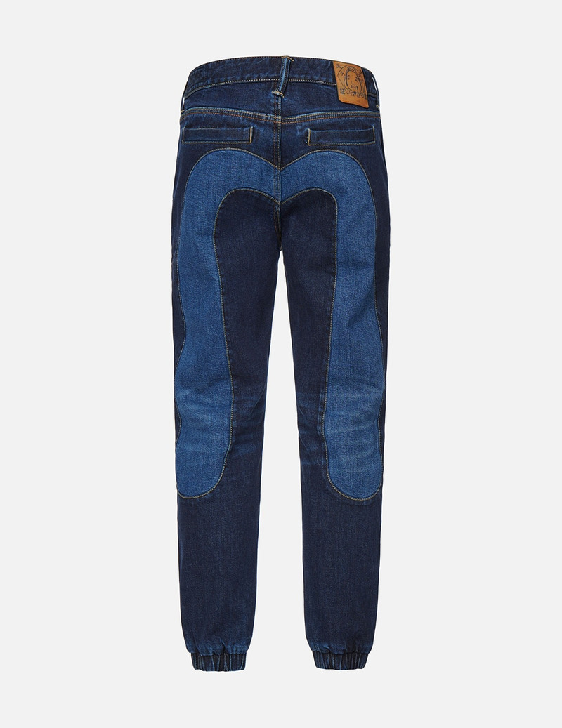 EVISU TWO-TONE DAICOCK INSERT DENIM JOGGER PANTS outlook