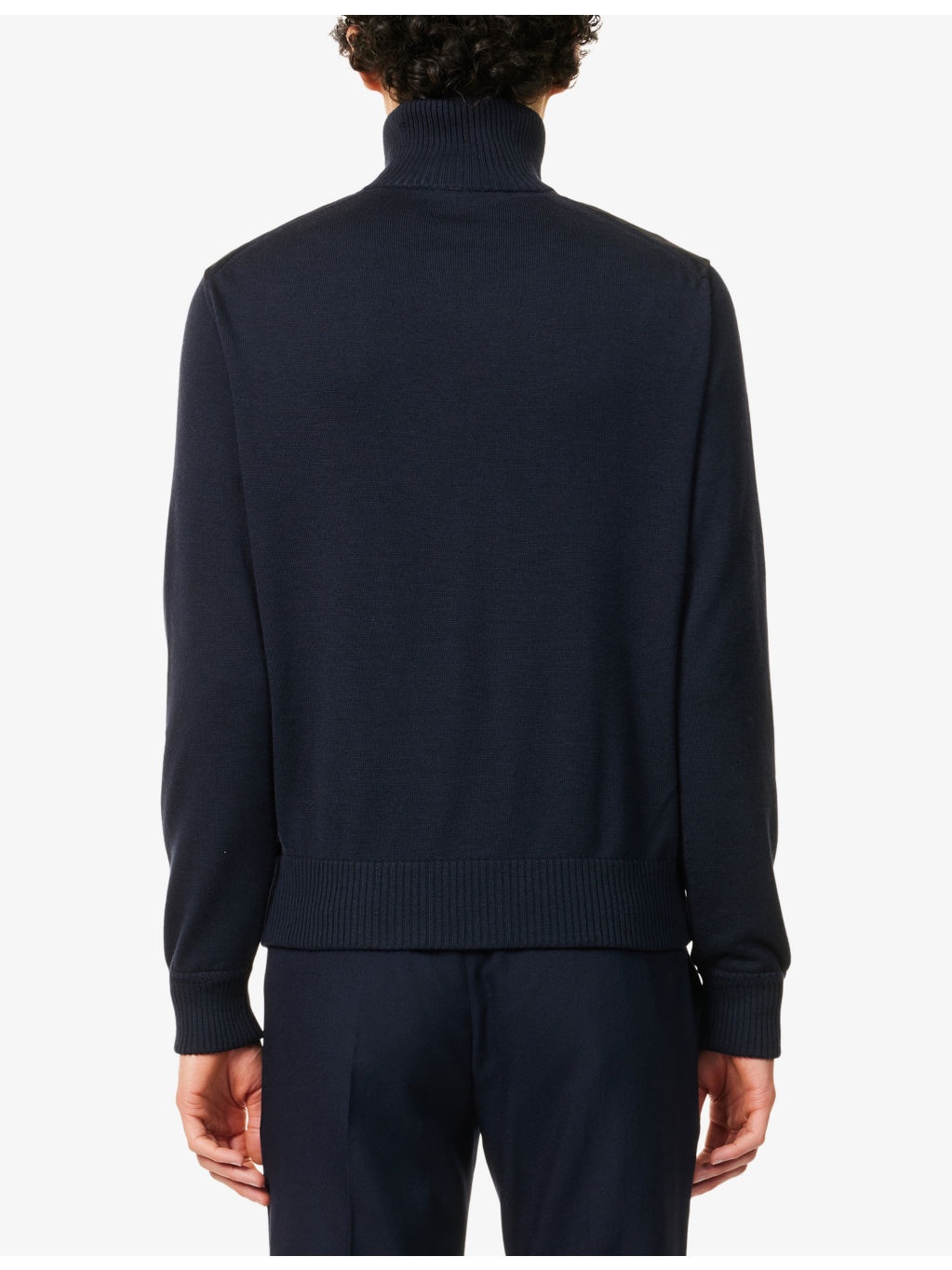 Zip-Through Hybrid Suede and Wool Knit Cardigan - 4