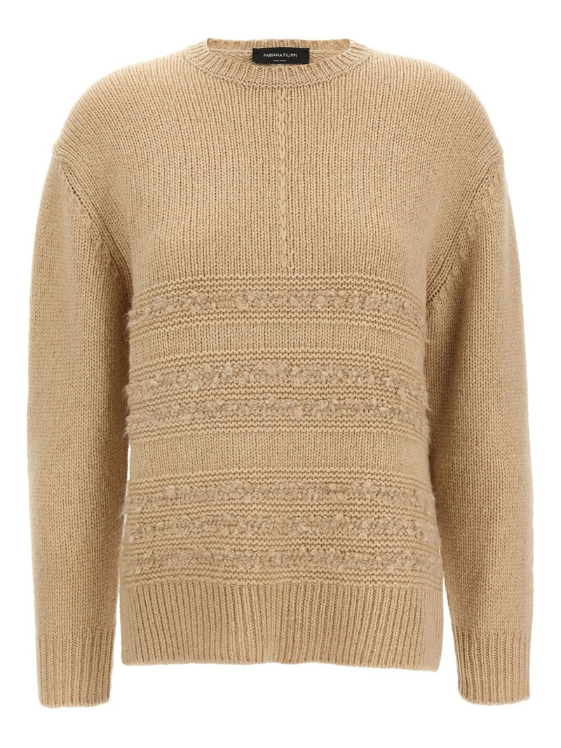 bouclé-insert crew-neck sweater 1