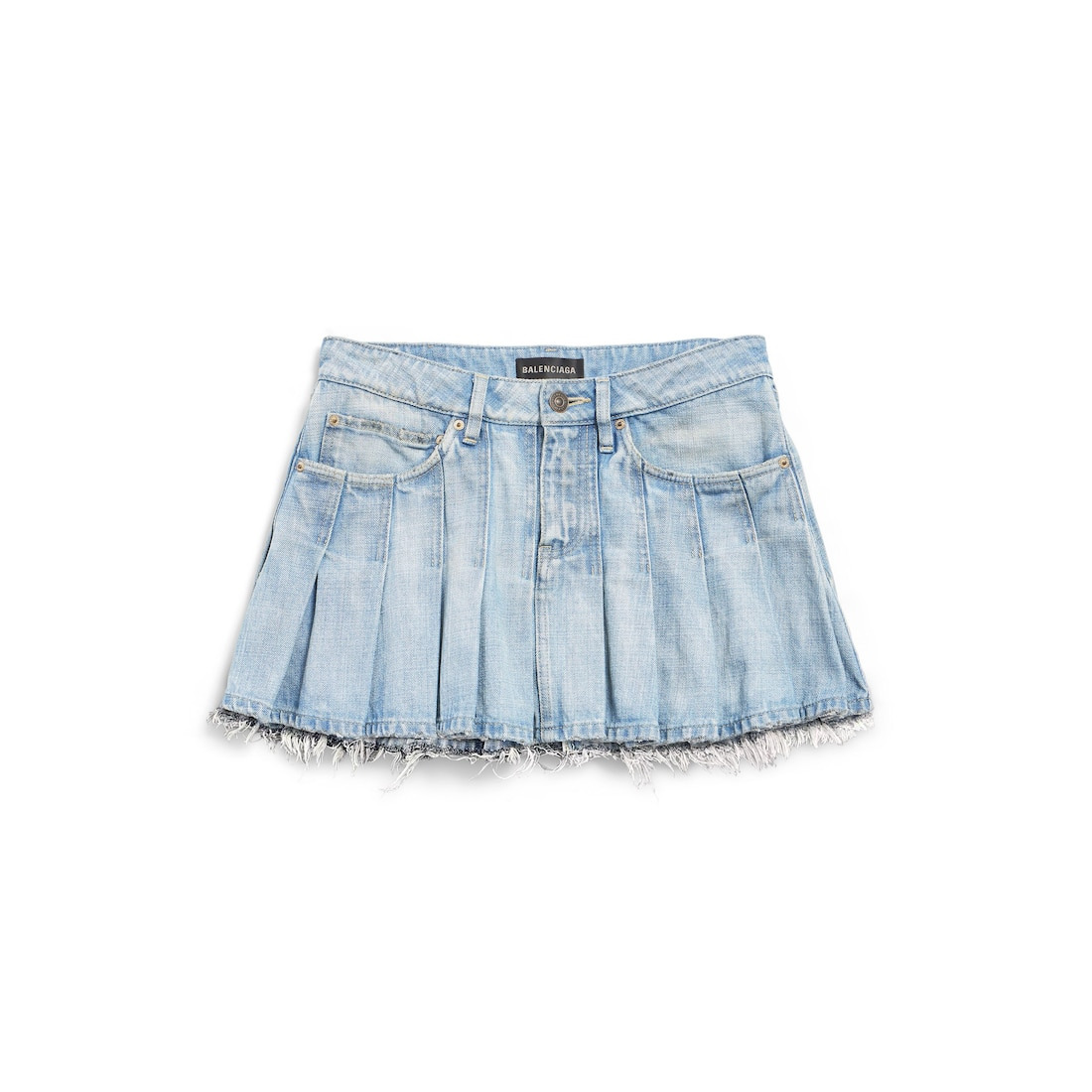 Women's Pleated Mini Skirt in Light Blue - 1
