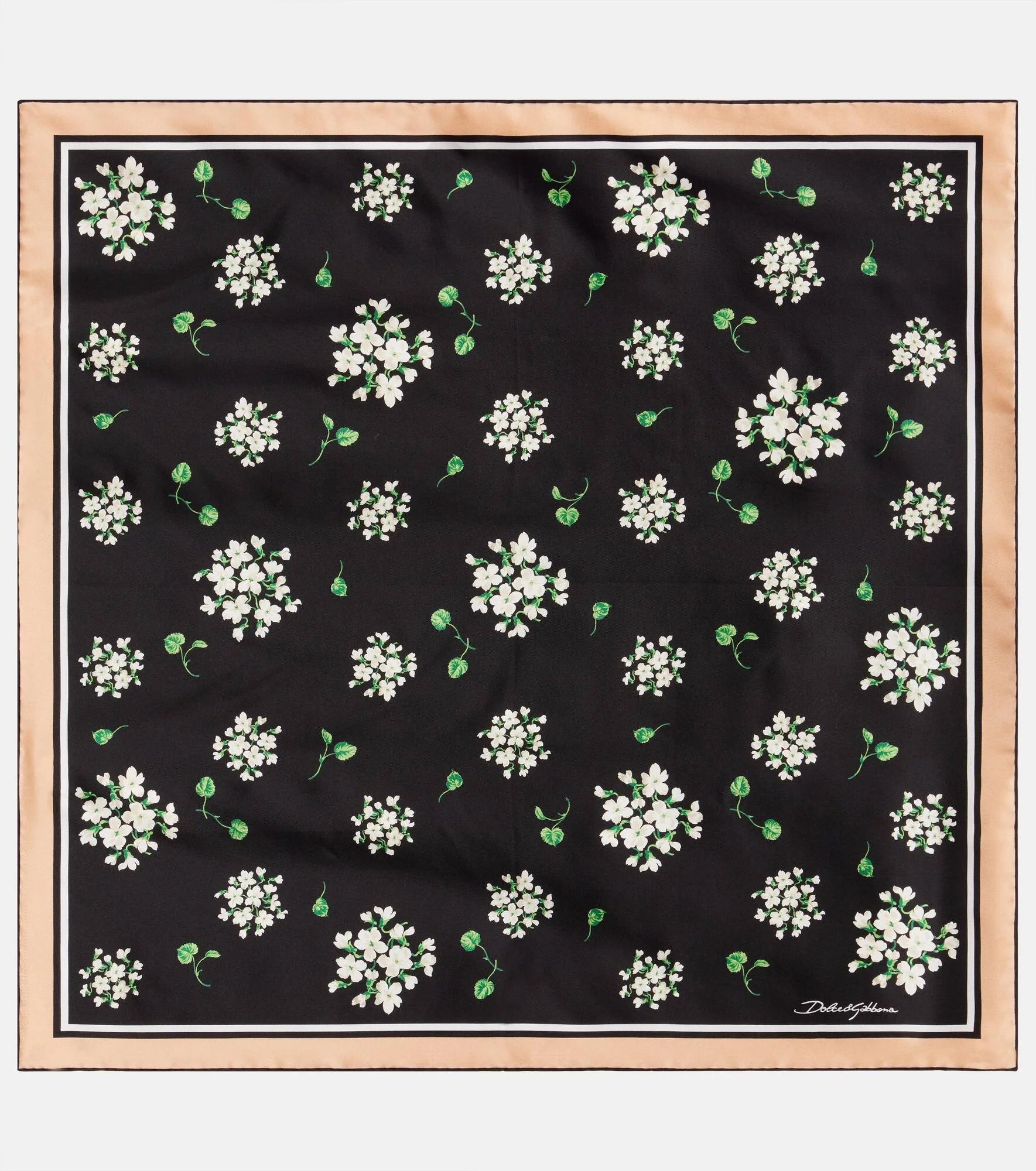 Floral silk twill scarf - 1