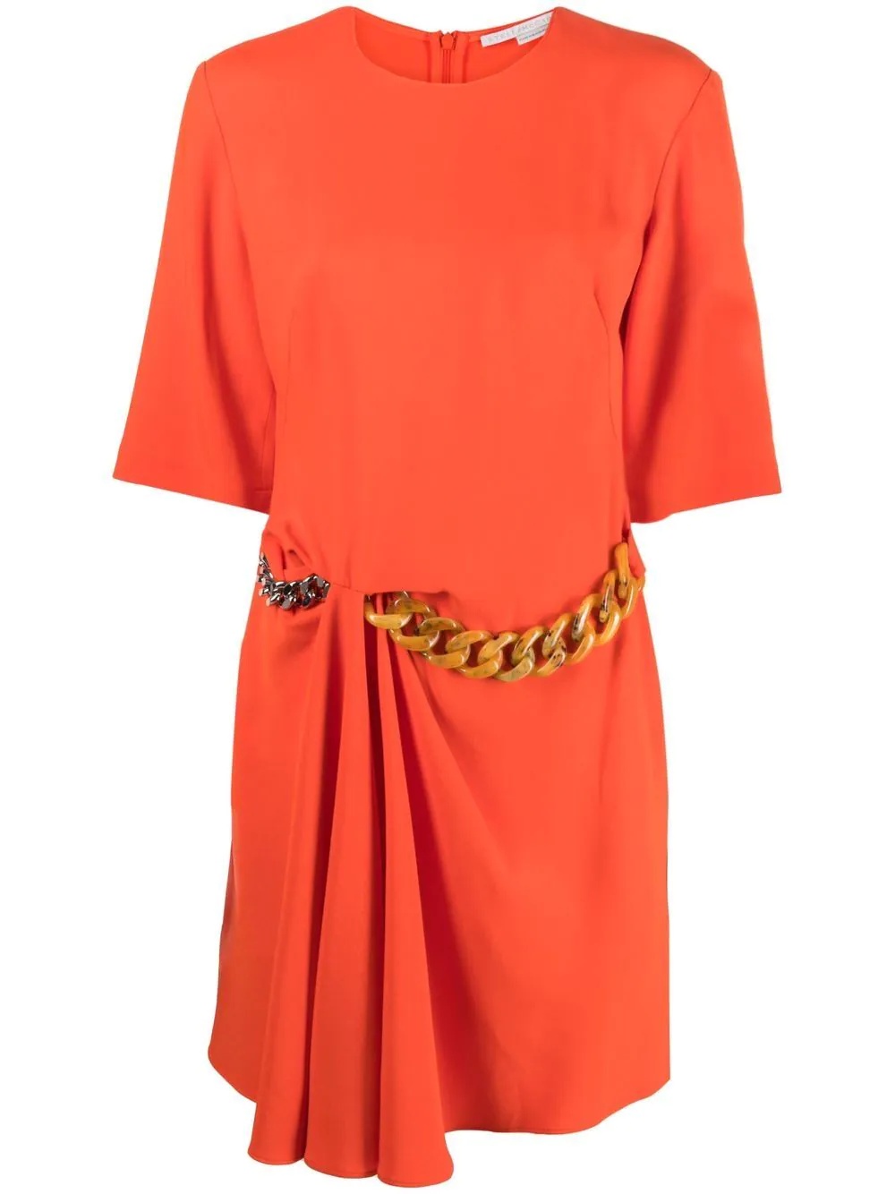 chain-detail draped mini dress - 1