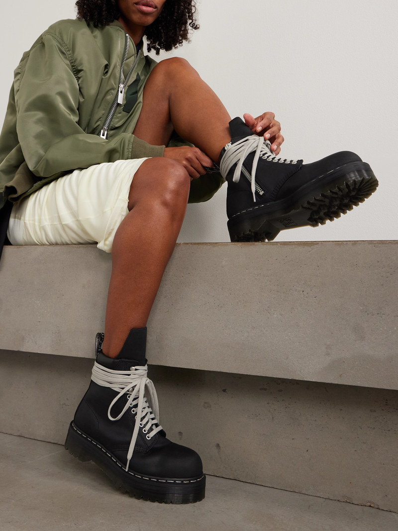 Rick Owens + Dr. Martens 1460 Quad Sole Leather Ankle Boots outlook