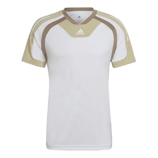 Men's adidas Round Neck Pullover Colorblock Short Sleeve White T-Shirt HP1884 - 1