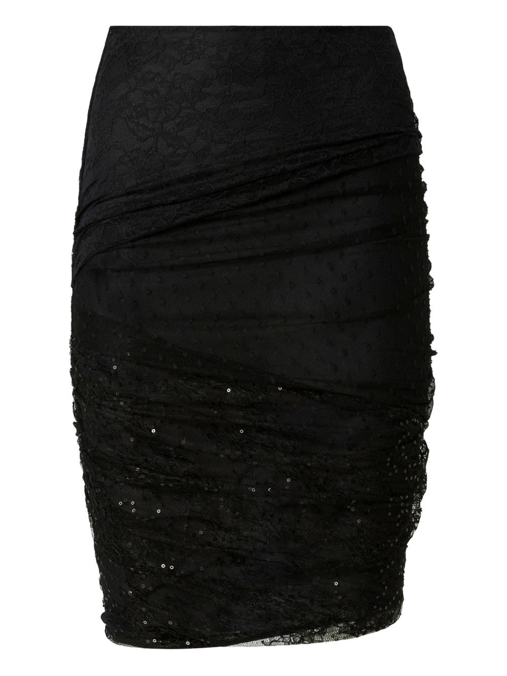 sequin-embellished lace fitted skirt - 2
