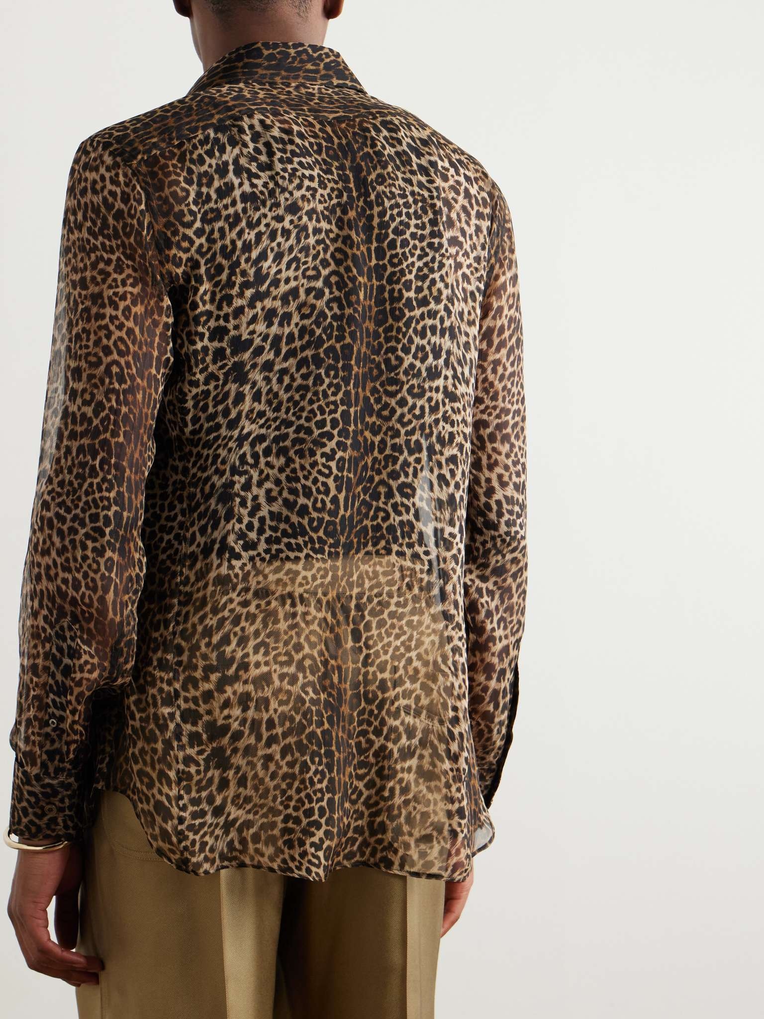 Pleated Leopard-Print Silk-Chiffon Shirt - 4