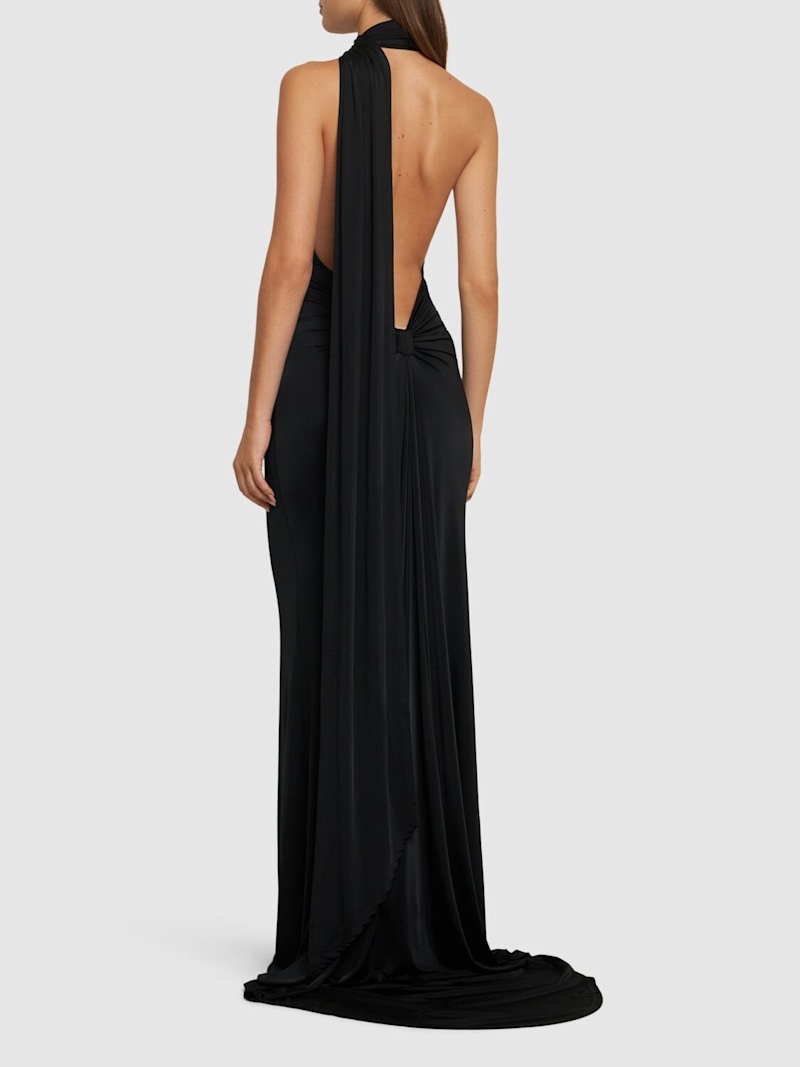 Draped halter gown w/scarf - 3