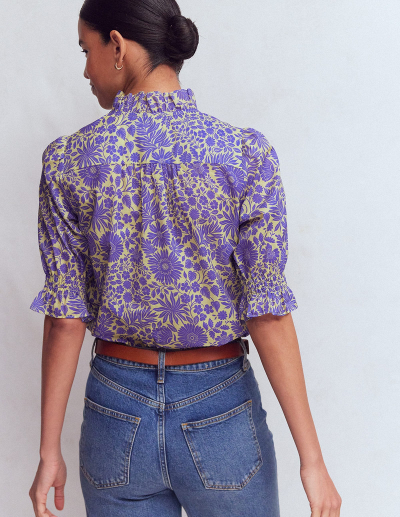 Heather Smocked Sleeve Top-Han Purple, Flowerbed Bloom 4