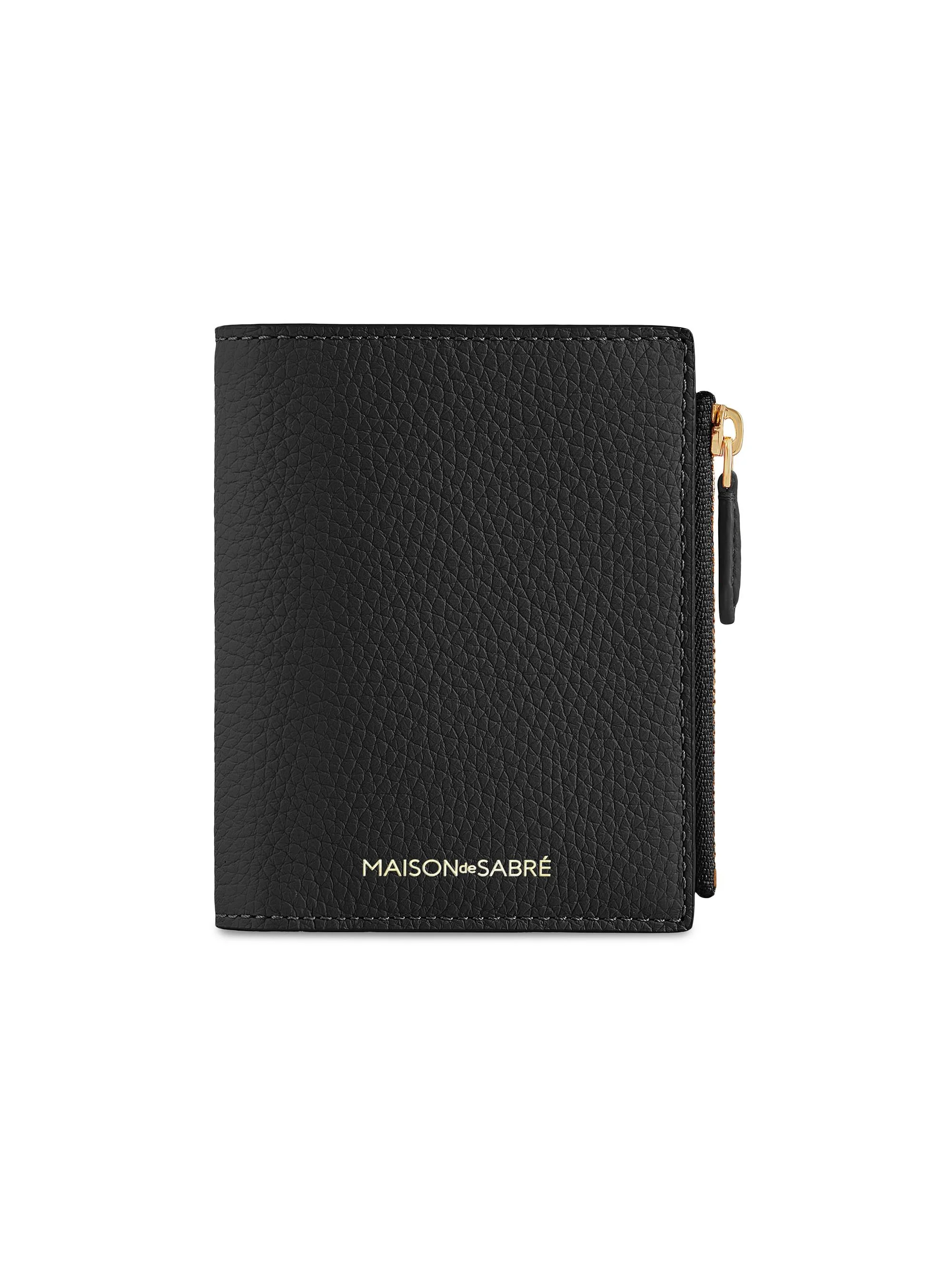 Women's Leather Bifold Wallet - Black Caviar - 1