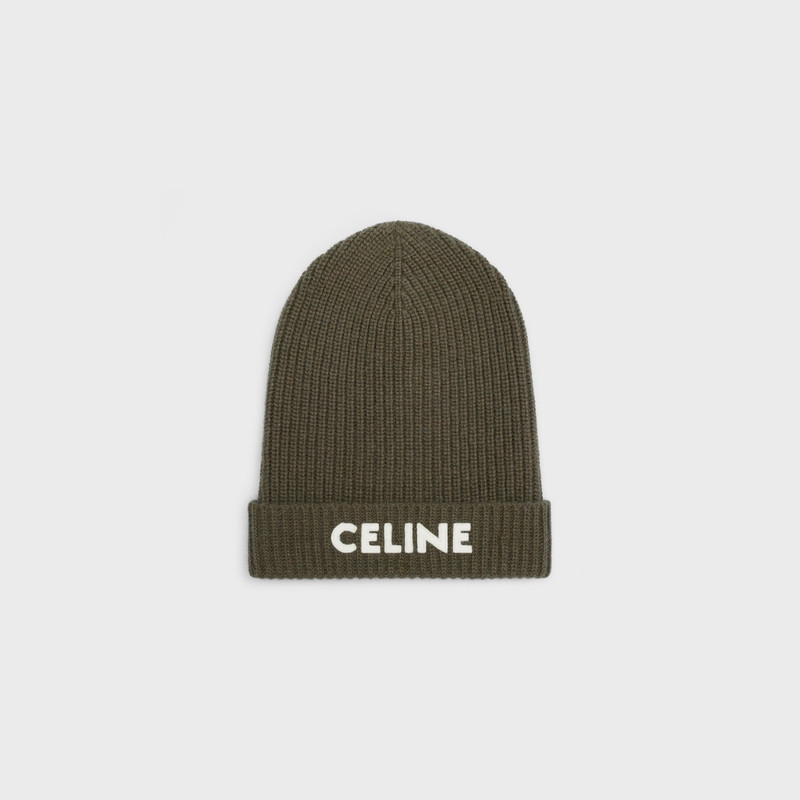 CELINE EMBROIDERED BEANIE IN RIBBED FELTED WOOL 1